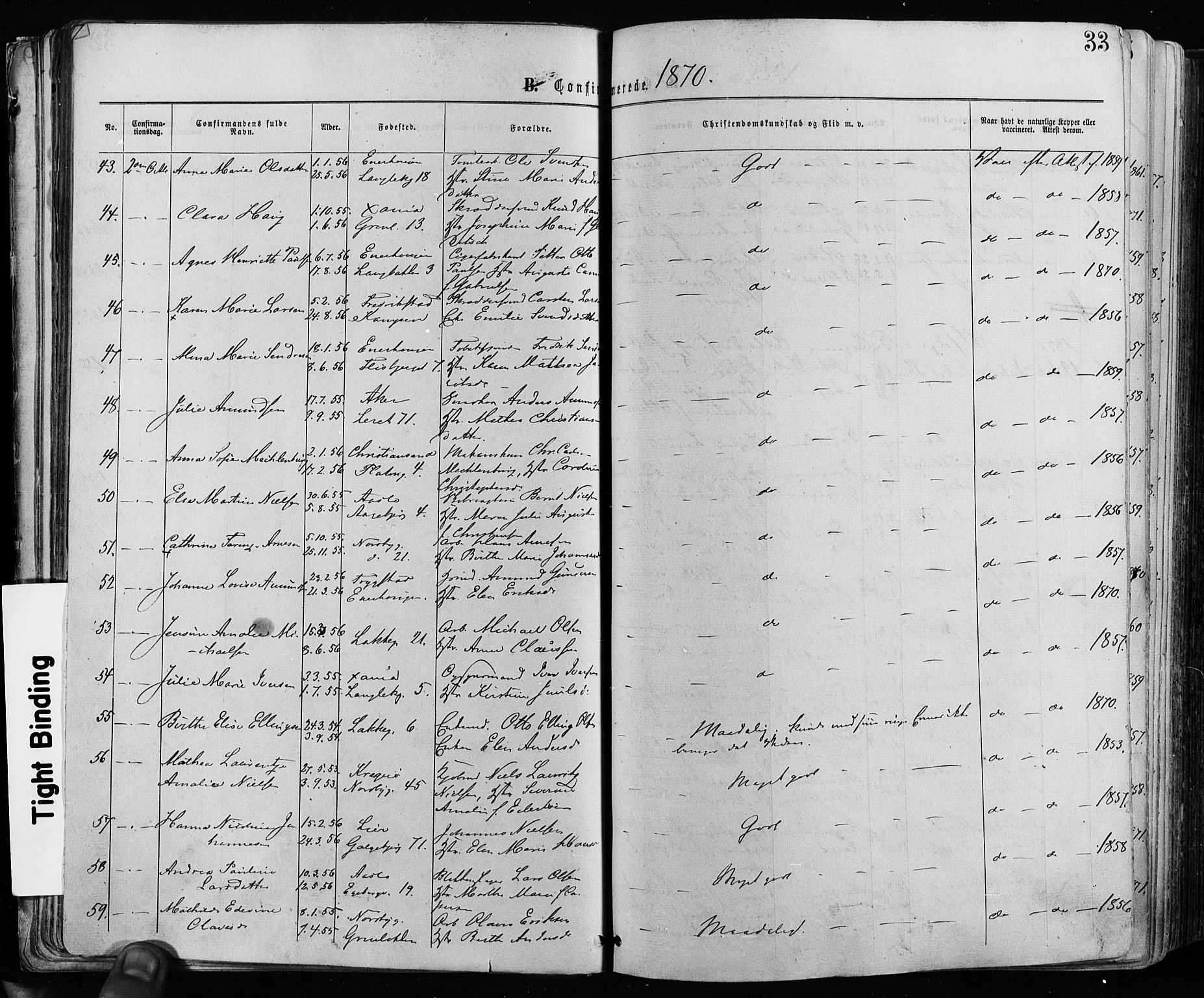 Grønland prestekontor Kirkebøker, SAO/A-10848/F/Fa/L0005: Parish register (official) no. 5, 1869-1880, p. 33