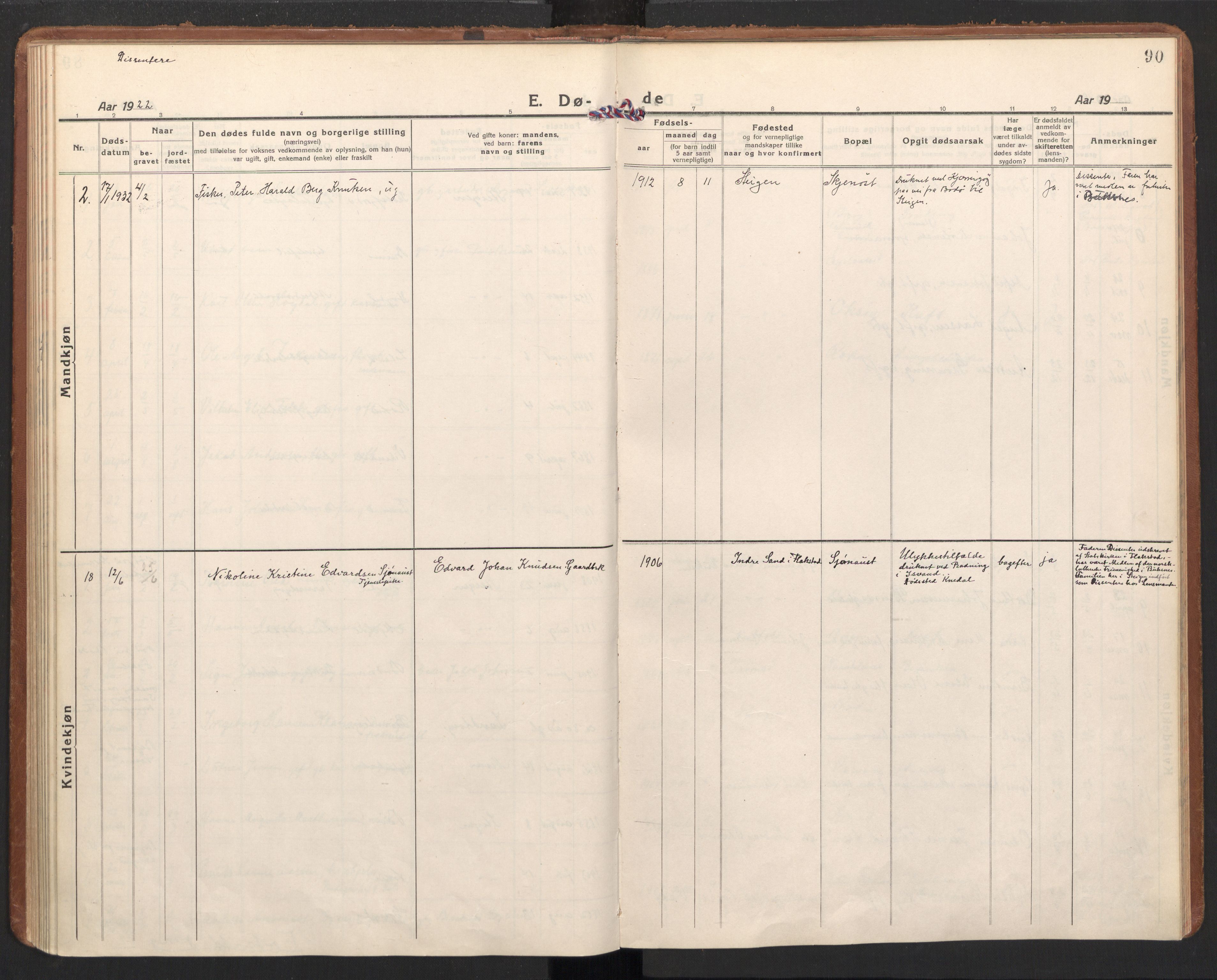 Ministerialprotokoller, klokkerbøker og fødselsregistre - Nordland, AV/SAT-A-1459/855/L0809: Parish register (official) no. 855A18, 1921-1939, p. 90