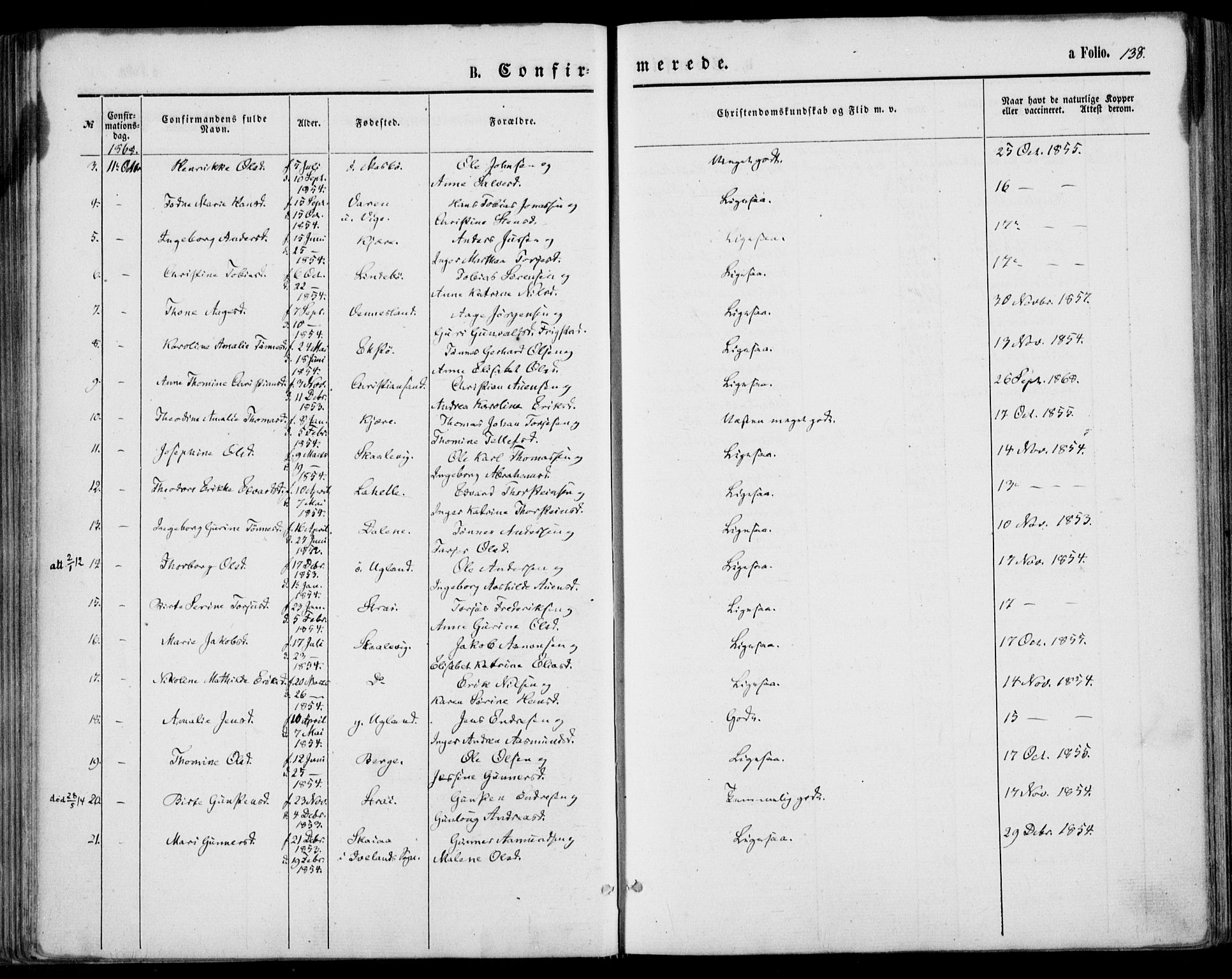 Oddernes sokneprestkontor, SAK/1111-0033/F/Fa/Faa/L0008: Parish register (official) no. A 8, 1864-1880, p. 138