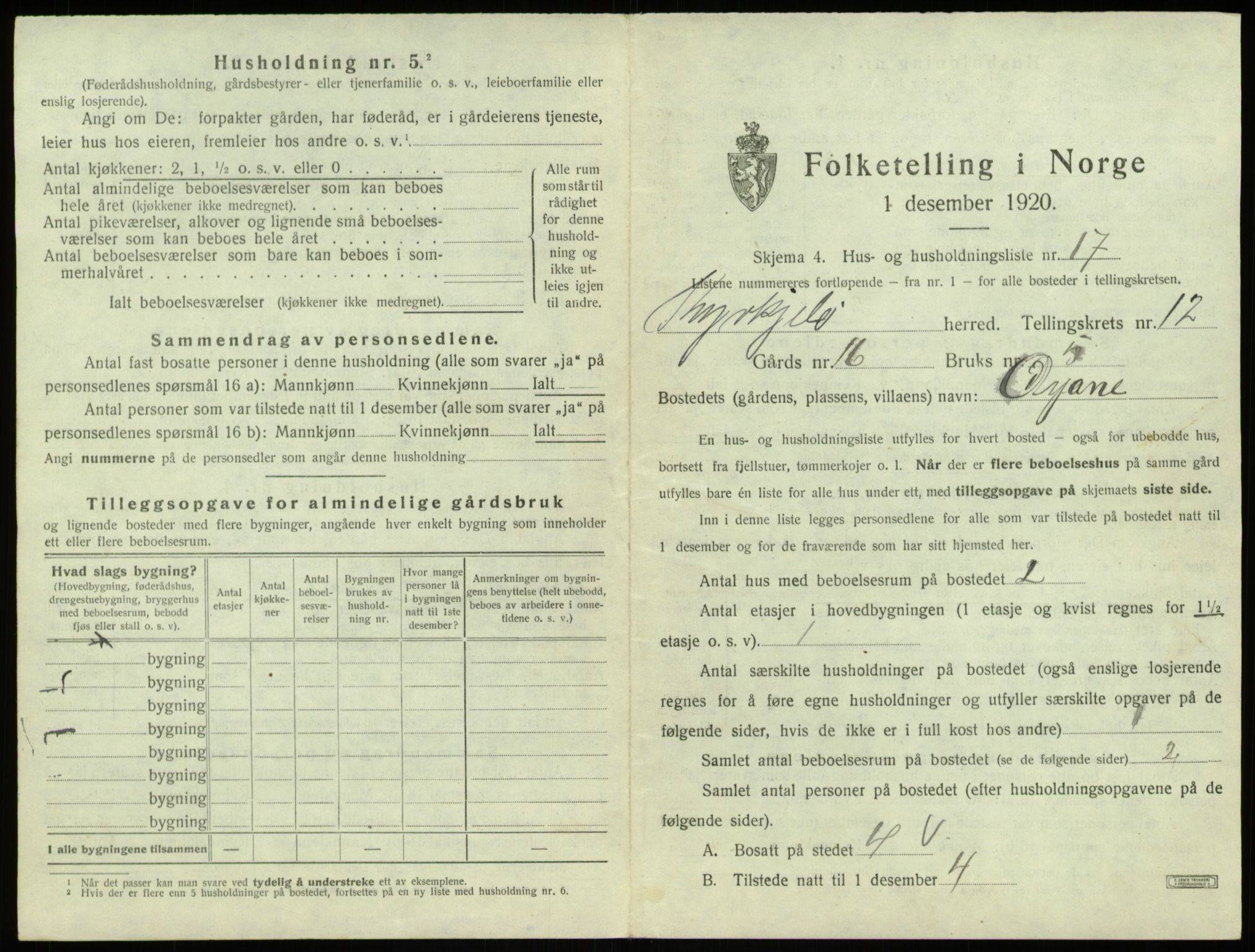 SAB, 1920 census for Kyrkjebø, 1920, p. 147