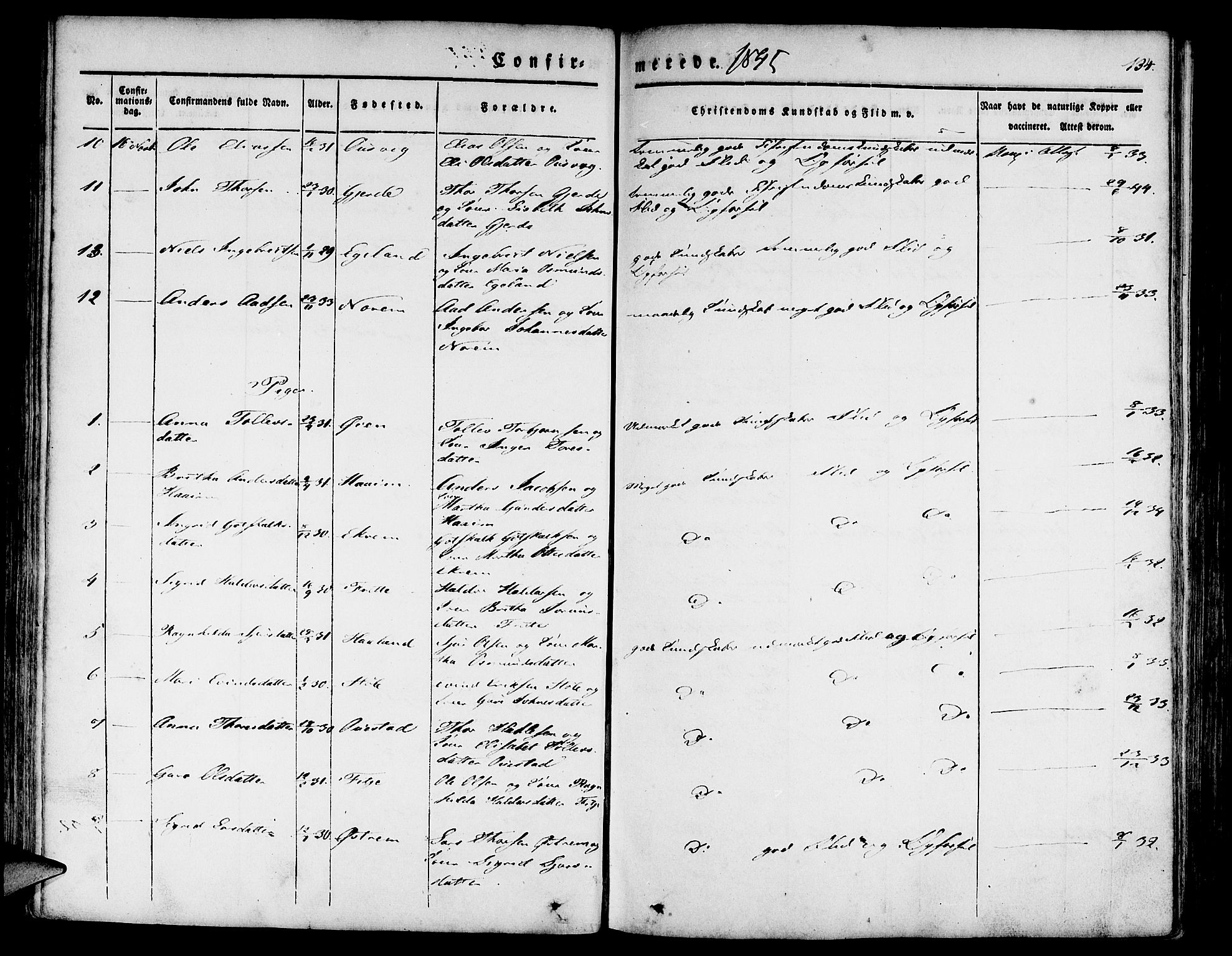 Etne sokneprestembete, AV/SAB-A-75001/H/Haa: Parish register (official) no. A 7, 1831-1847, p. 134