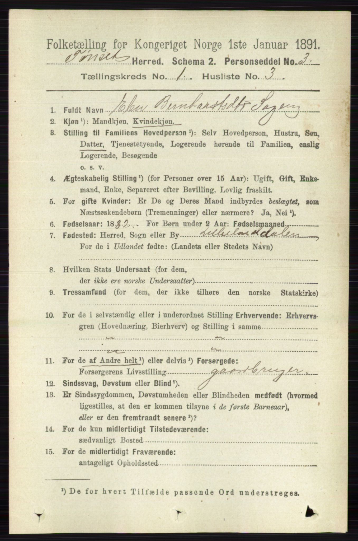 RA, 1891 census for 0437 Tynset, 1891, p. 93