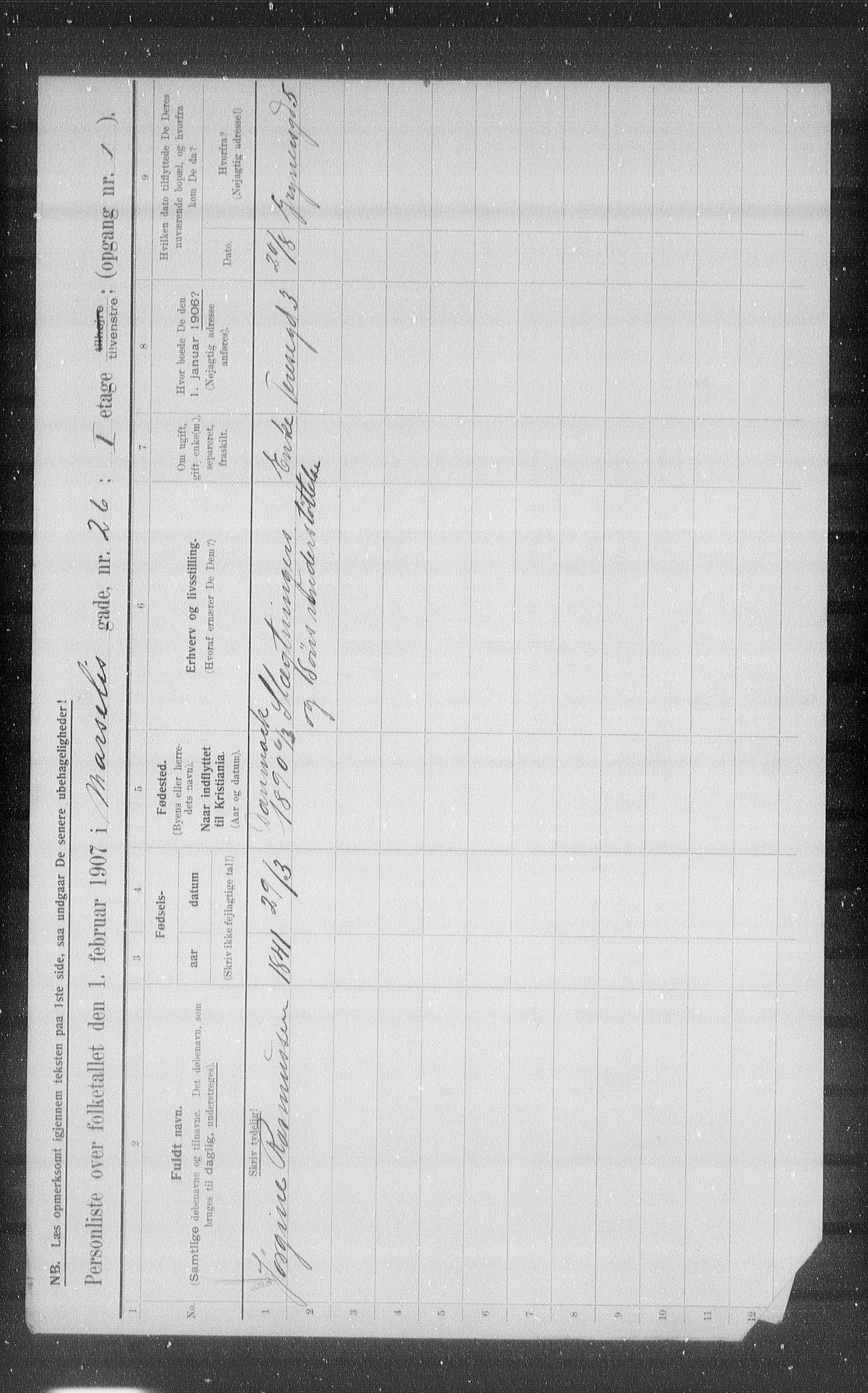 OBA, Municipal Census 1907 for Kristiania, 1907, p. 32881