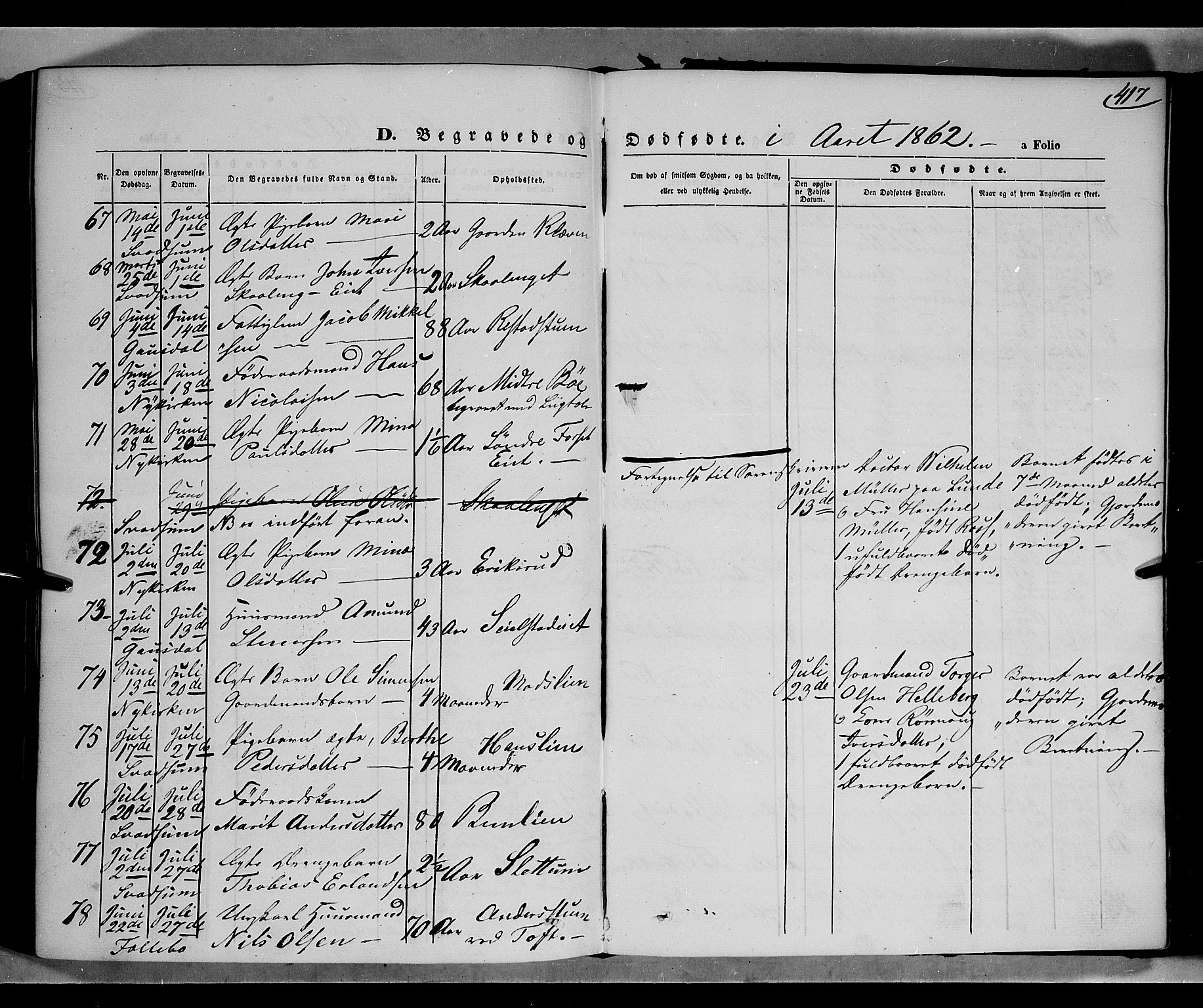Gausdal prestekontor, SAH/PREST-090/H/Ha/Haa/L0009: Parish register (official) no. 9, 1862-1873, p. 417