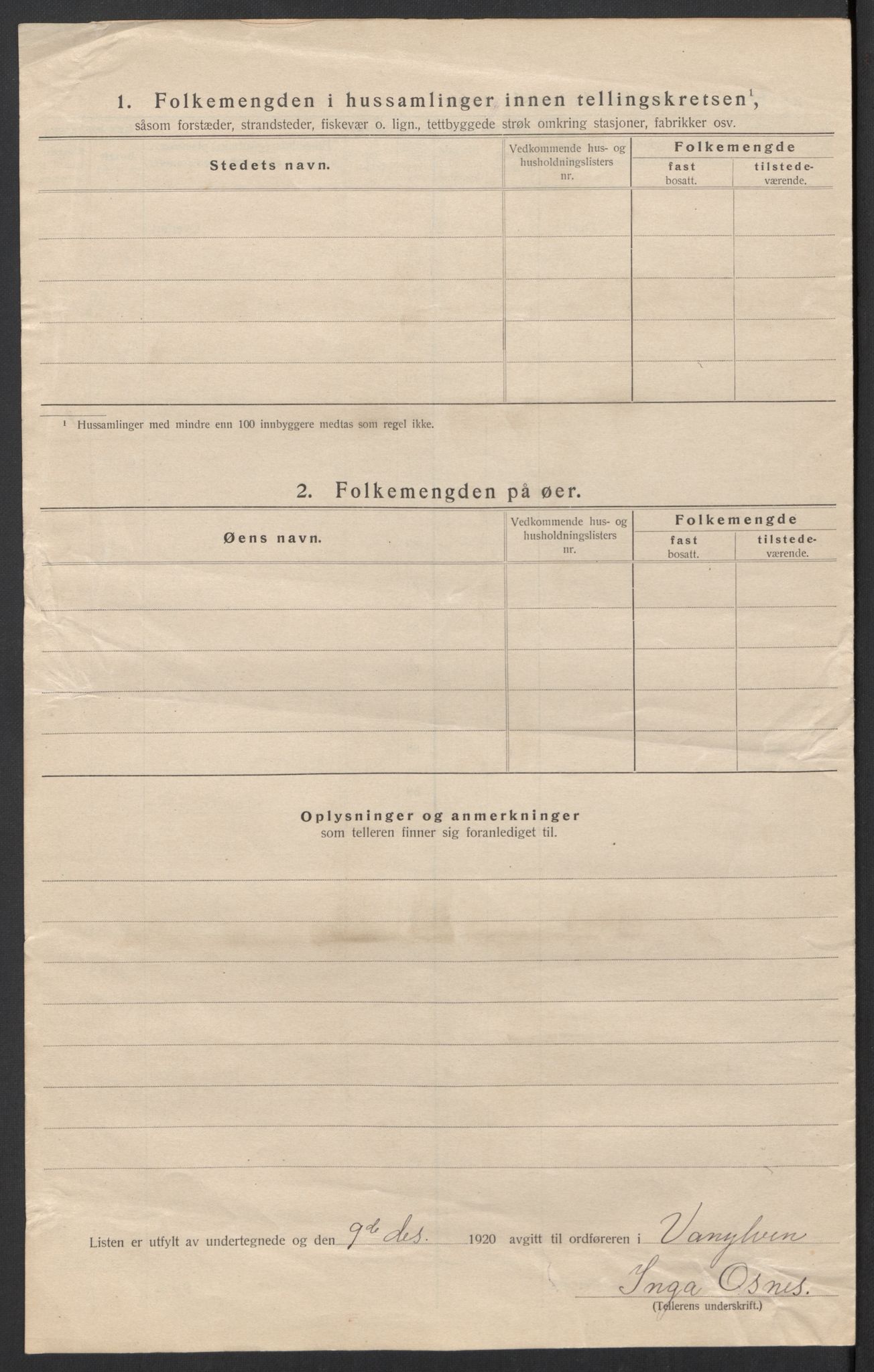 SAT, 1920 census for Vanylven, 1920, p. 16