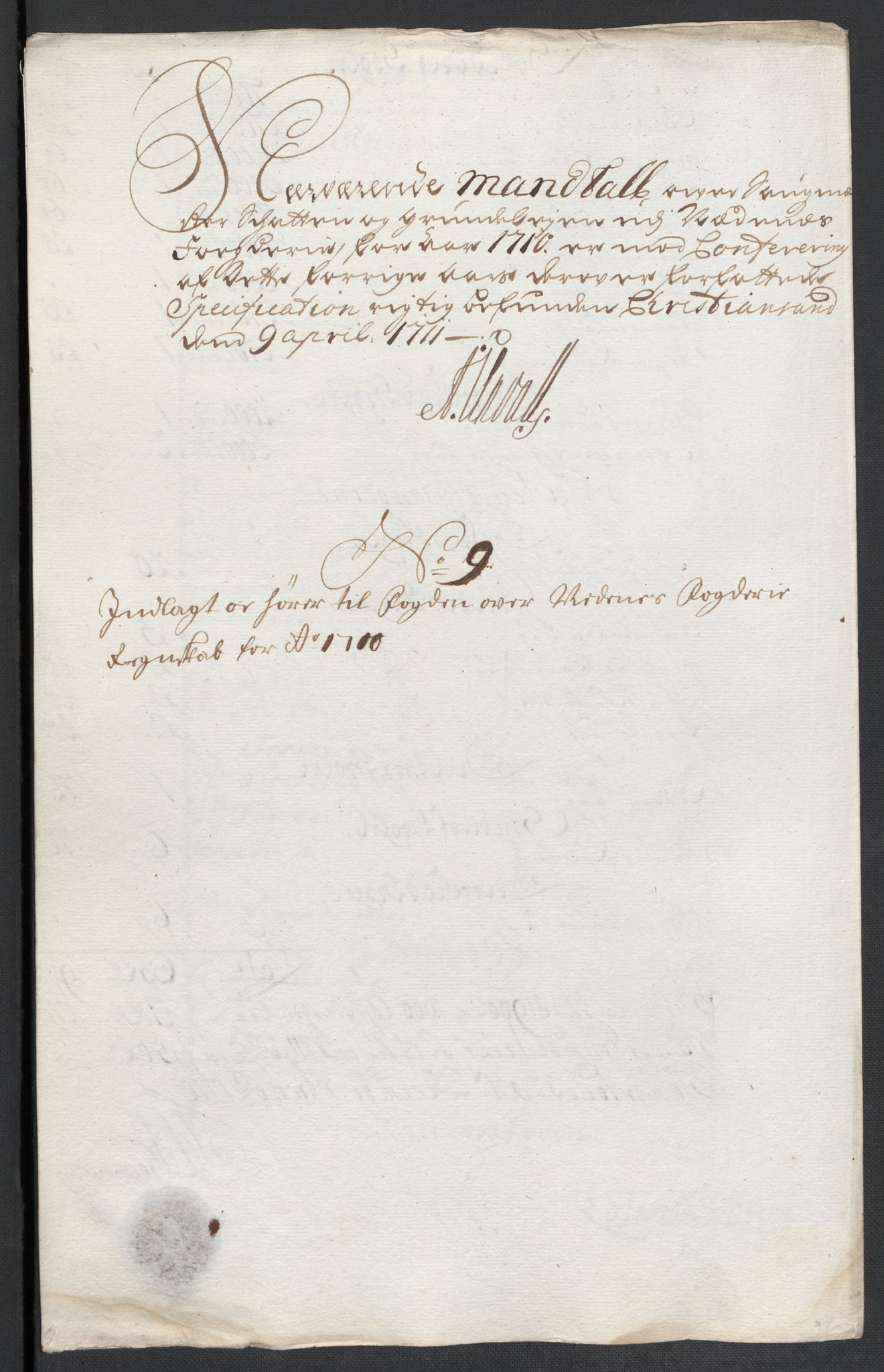 Rentekammeret inntil 1814, Reviderte regnskaper, Fogderegnskap, AV/RA-EA-4092/R39/L2319: Fogderegnskap Nedenes, 1710-1711, p. 54