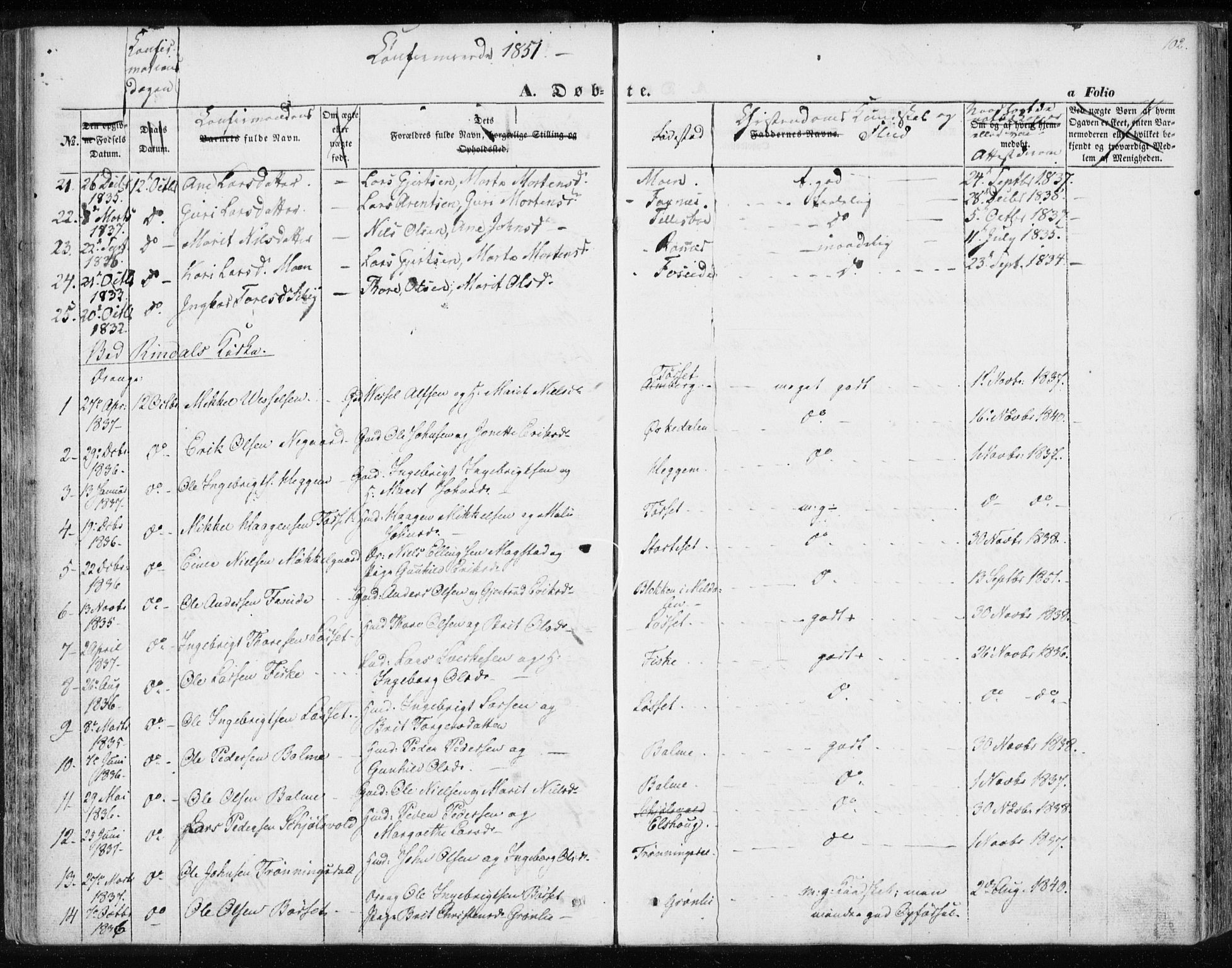 Ministerialprotokoller, klokkerbøker og fødselsregistre - Møre og Romsdal, AV/SAT-A-1454/595/L1043: Parish register (official) no. 595A05, 1843-1851, p. 102