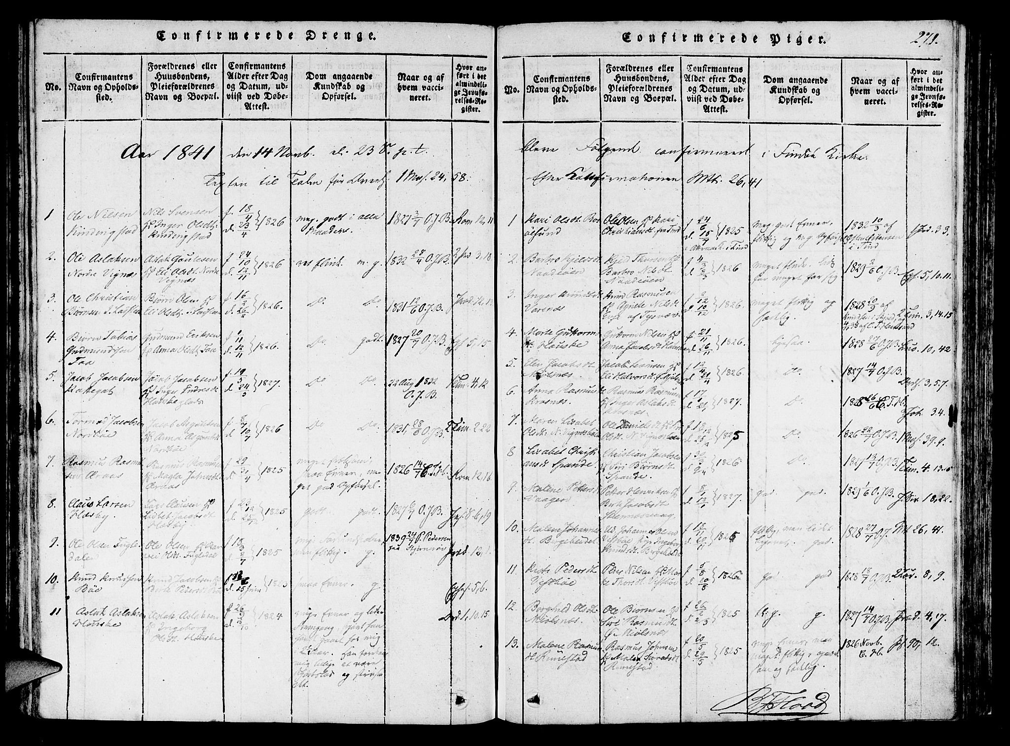 Finnøy sokneprestkontor, SAST/A-101825/H/Ha/Haa/L0006: Parish register (official) no. A 6, 1816-1846, p. 271