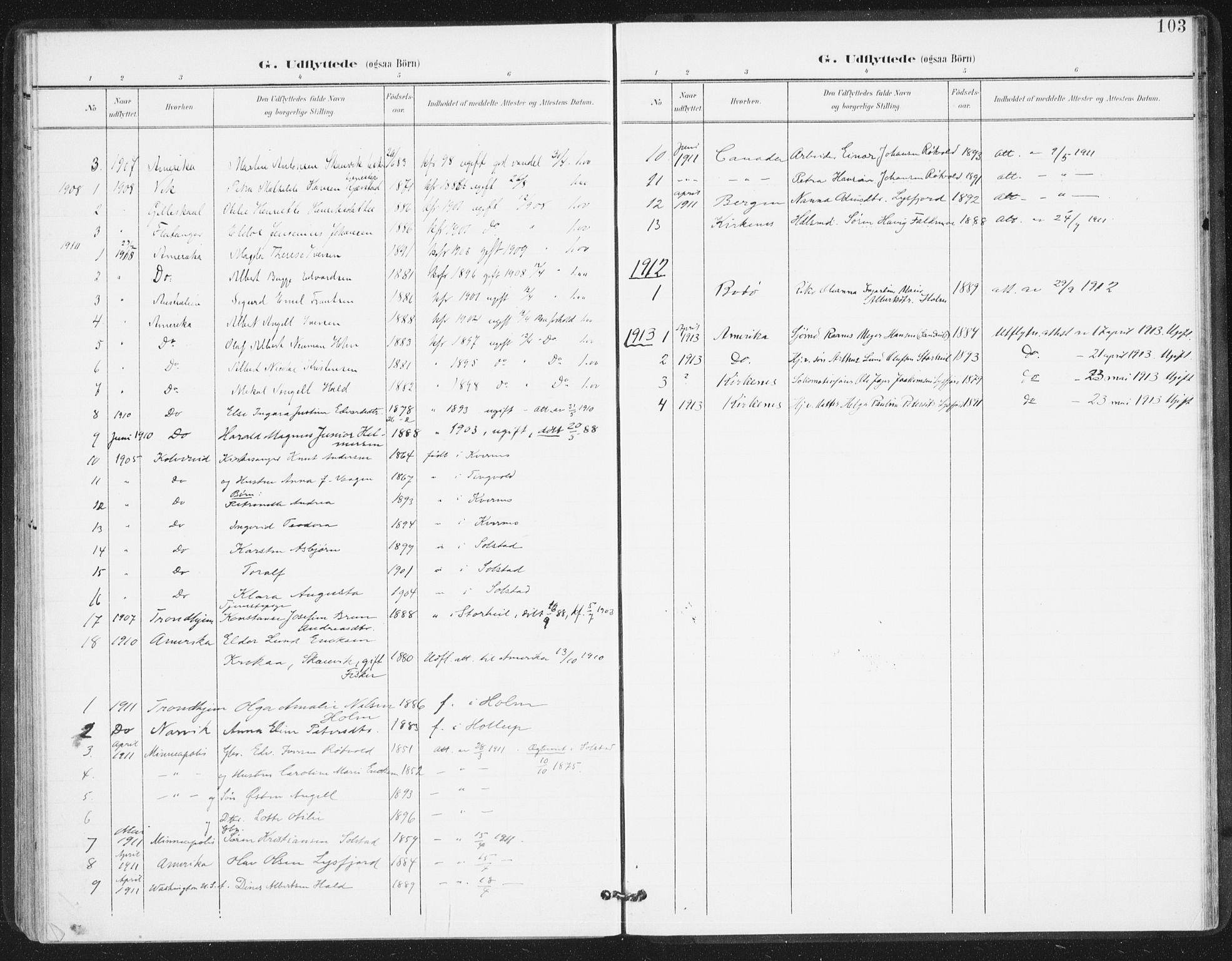 Ministerialprotokoller, klokkerbøker og fødselsregistre - Nordland, AV/SAT-A-1459/811/L0167: Parish register (official) no. 811A04, 1899-1913, p. 103