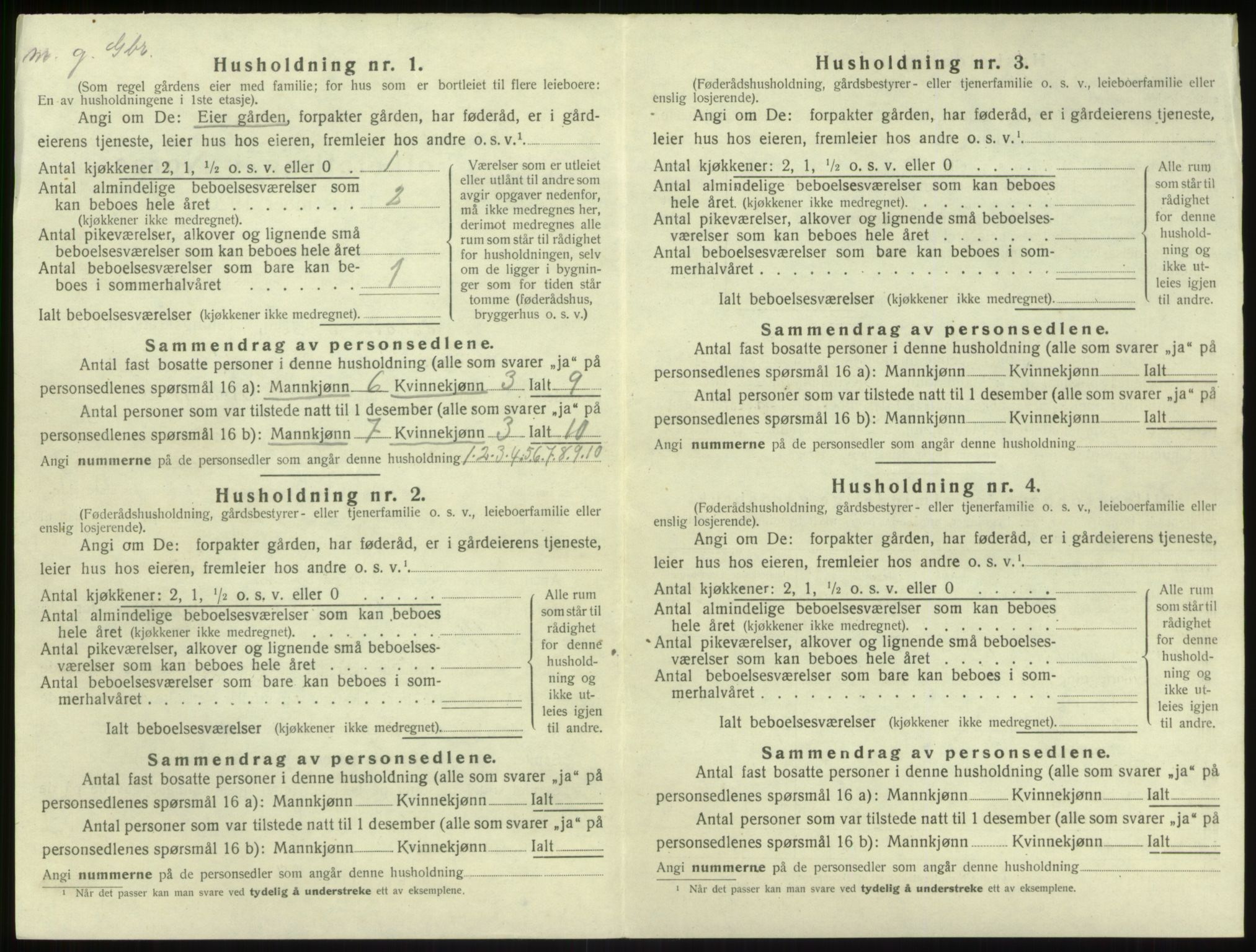 SAB, 1920 census for Brekke, 1920, p. 127