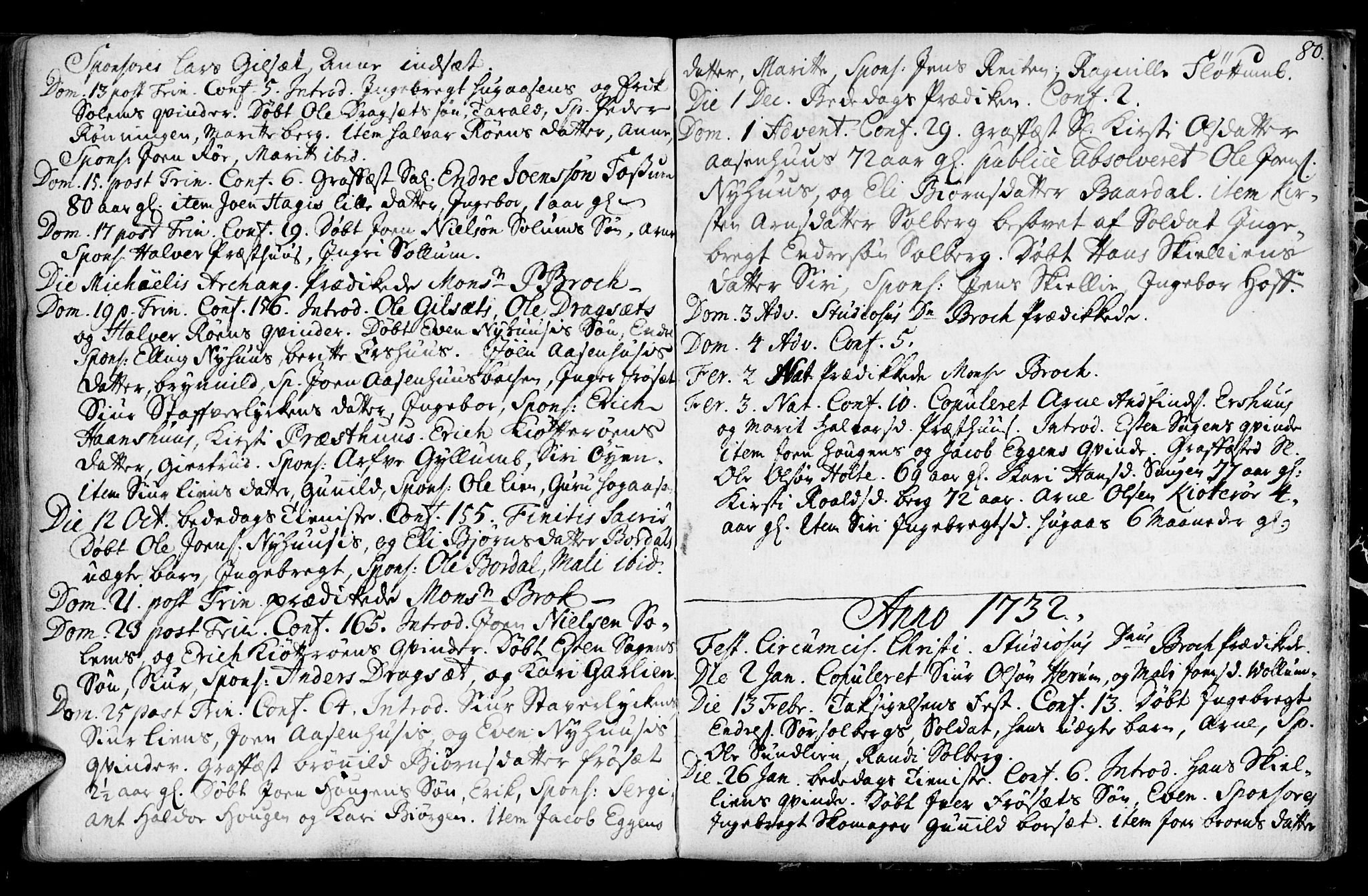 Ministerialprotokoller, klokkerbøker og fødselsregistre - Sør-Trøndelag, AV/SAT-A-1456/689/L1036: Parish register (official) no. 689A01, 1696-1746, p. 80