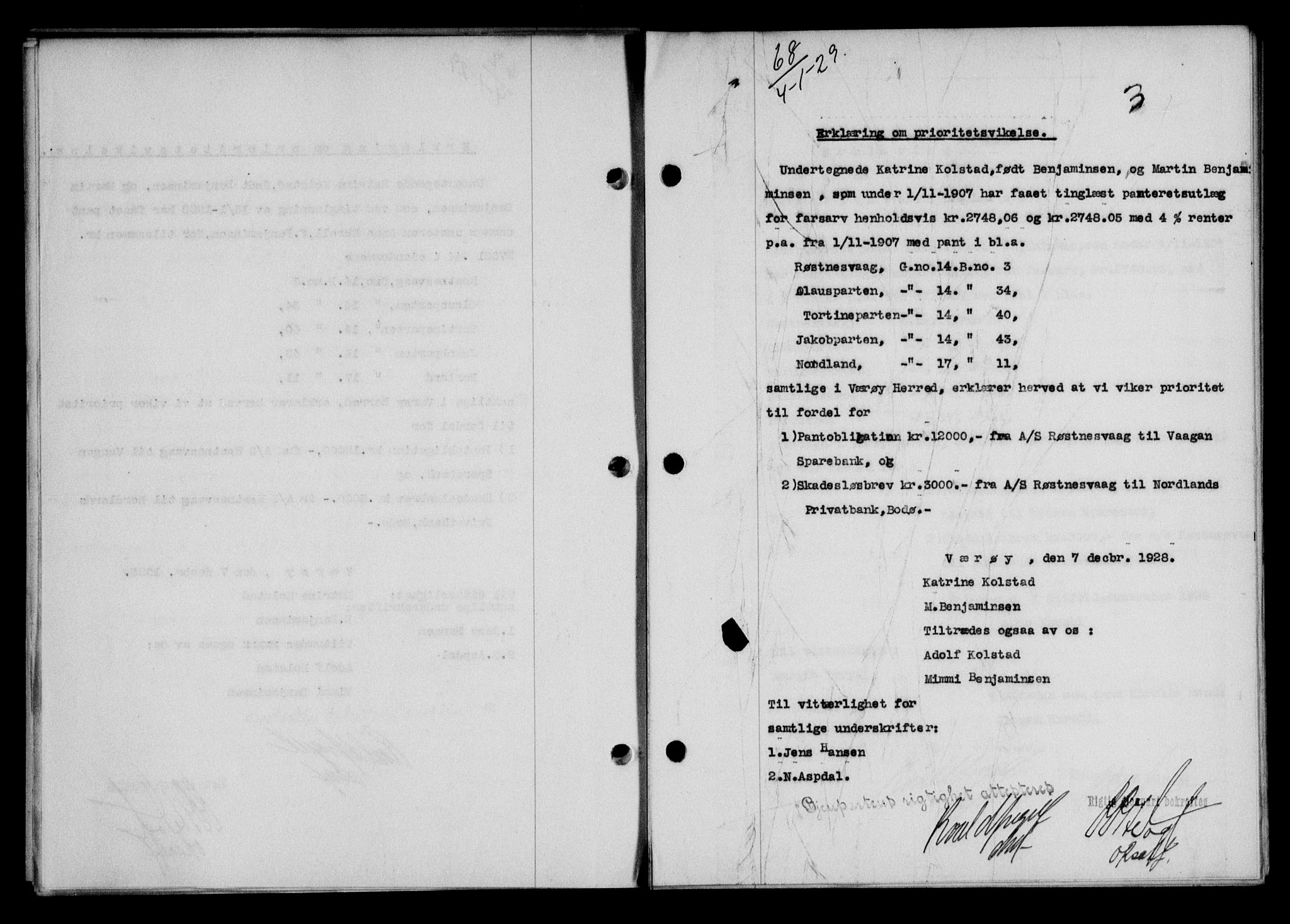 Lofoten sorenskriveri, SAT/A-0017/1/2/2C/L0019b: Mortgage book no. 19b, 1929-1929, Deed date: 04.01.1929