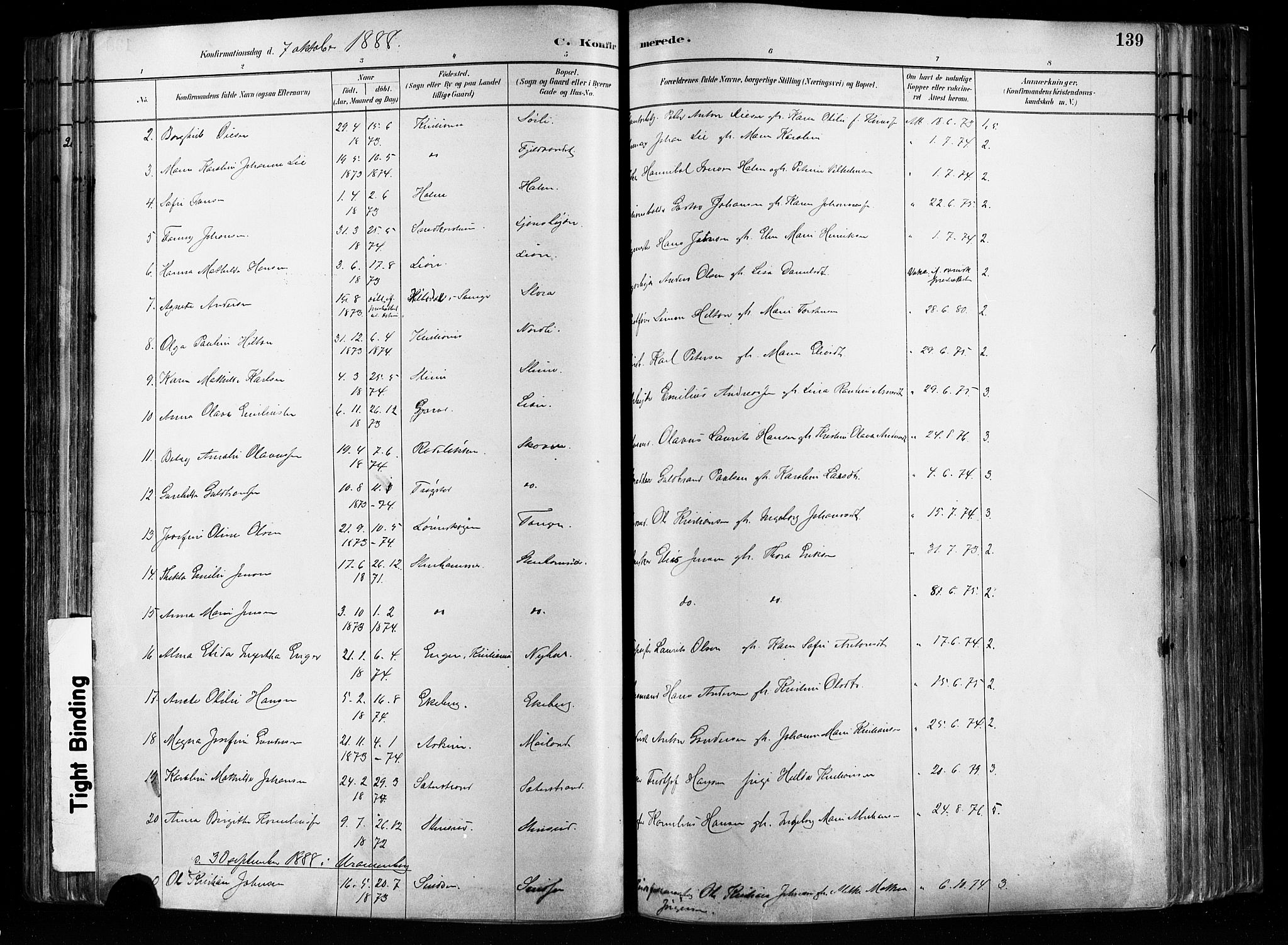 Østre Aker prestekontor Kirkebøker, SAO/A-10840/F/Fa/L0008: Parish register (official) no. I 8, 1883-1894, p. 139