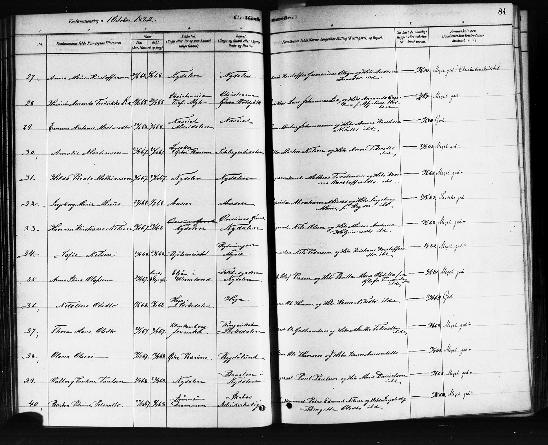 Vestre Aker prestekontor Kirkebøker, AV/SAO-A-10025/F/Fa/L0008: Parish register (official) no. 8, 1878-1903, p. 84