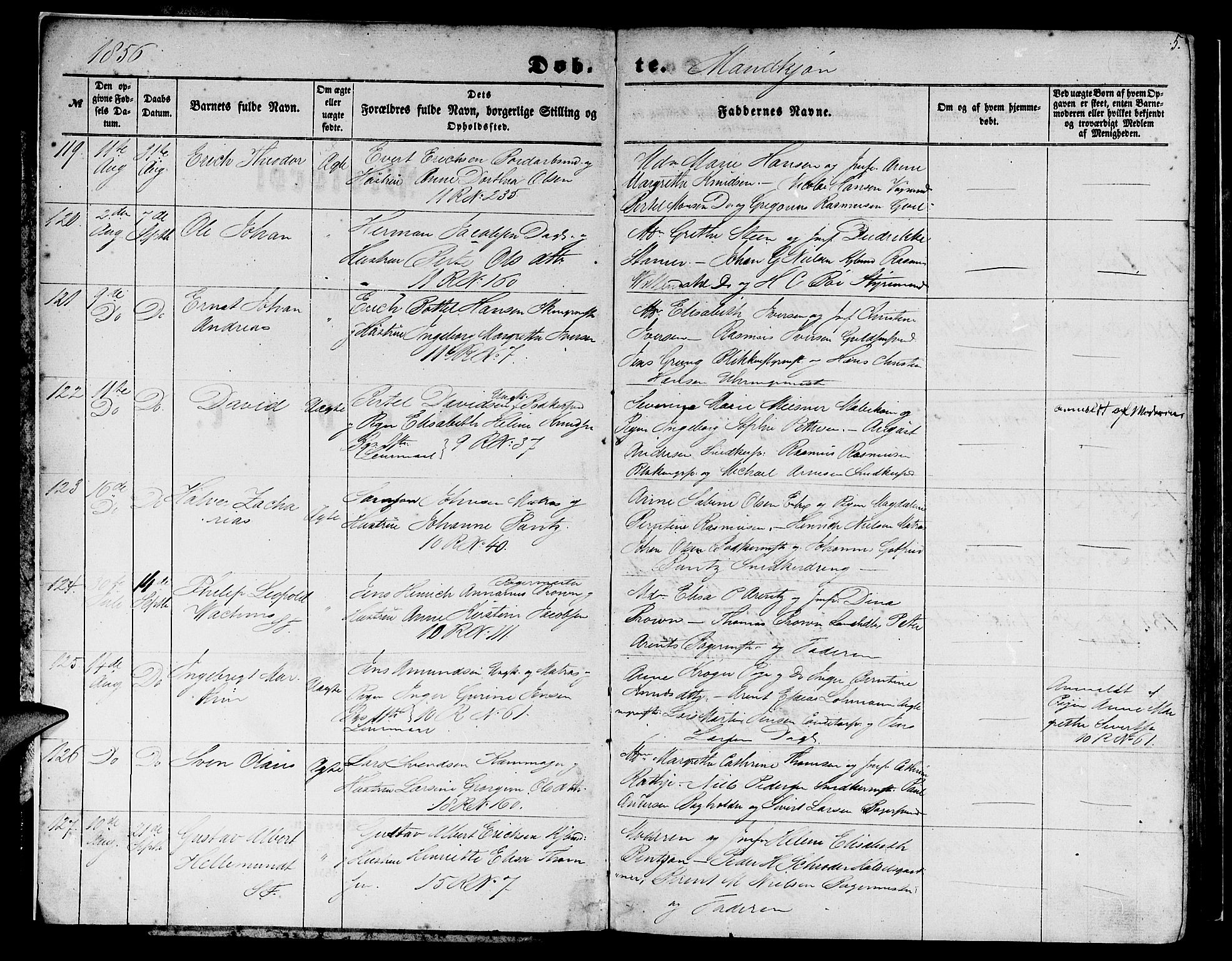 Domkirken sokneprestembete, SAB/A-74801/H/Hab/L0011: Parish register (copy) no. B 4, 1856-1862, p. 5