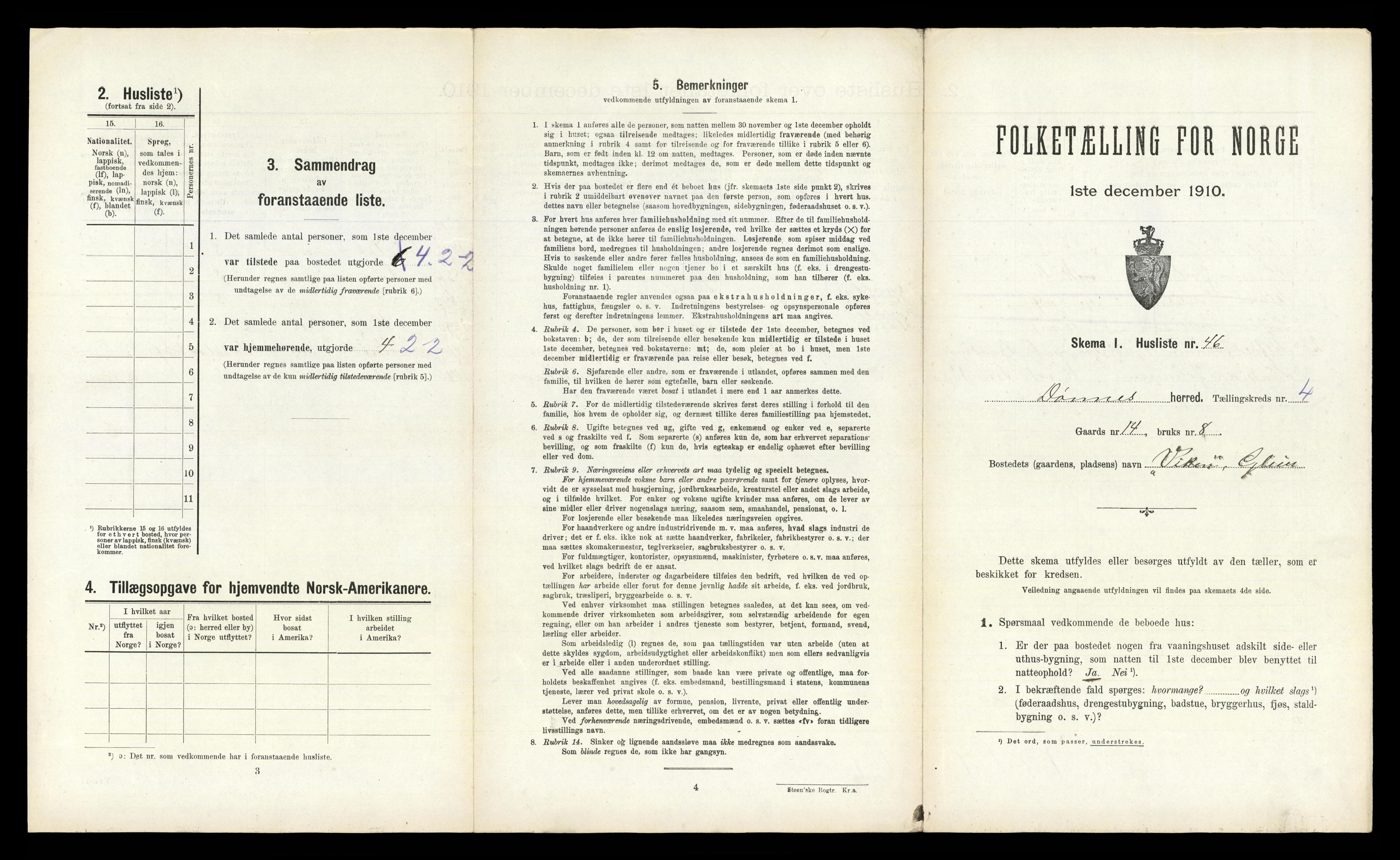 RA, 1910 census for Dønnes, 1910, p. 330