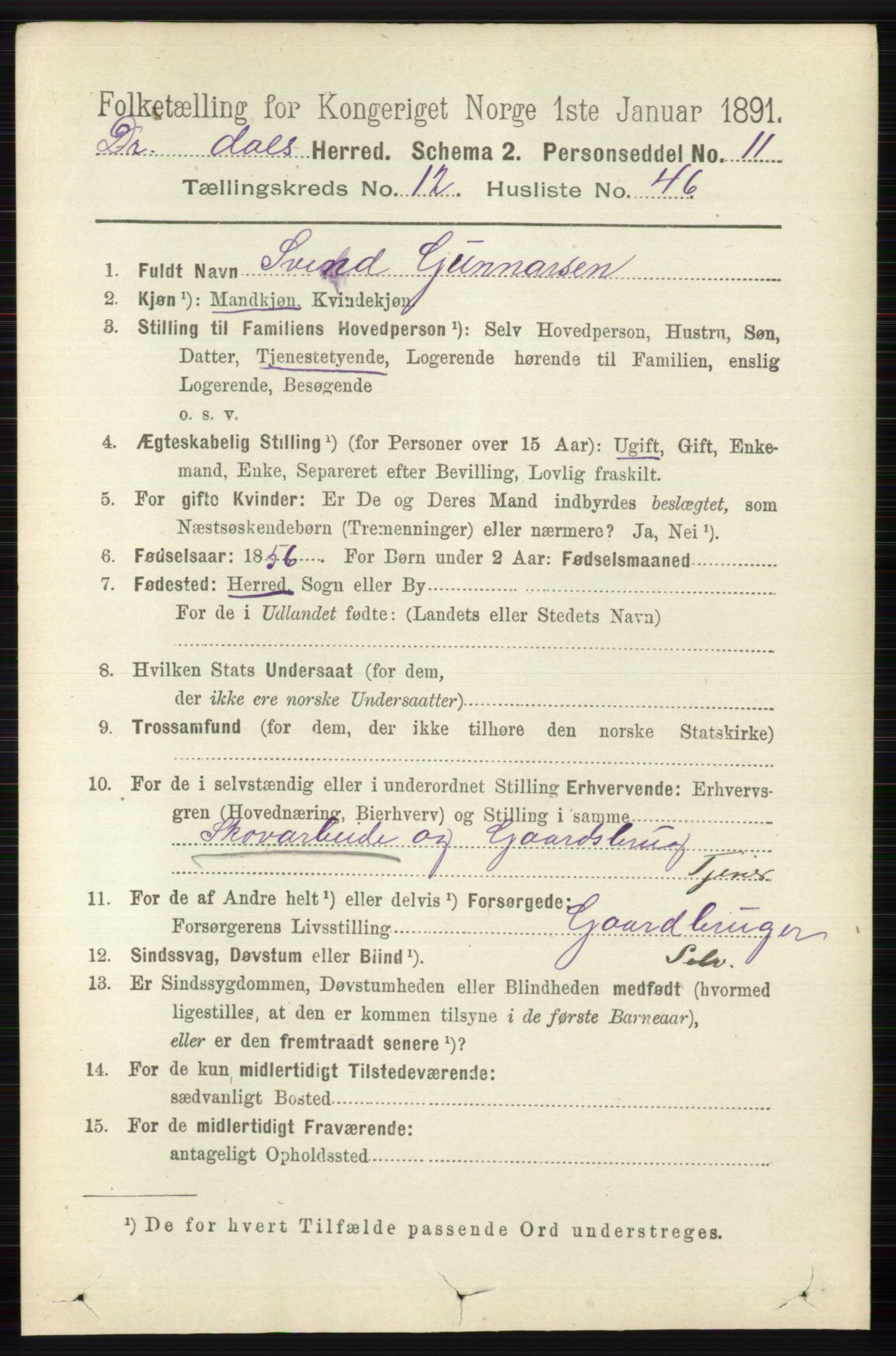 RA, 1891 census for 0817 Drangedal, 1891, p. 4660