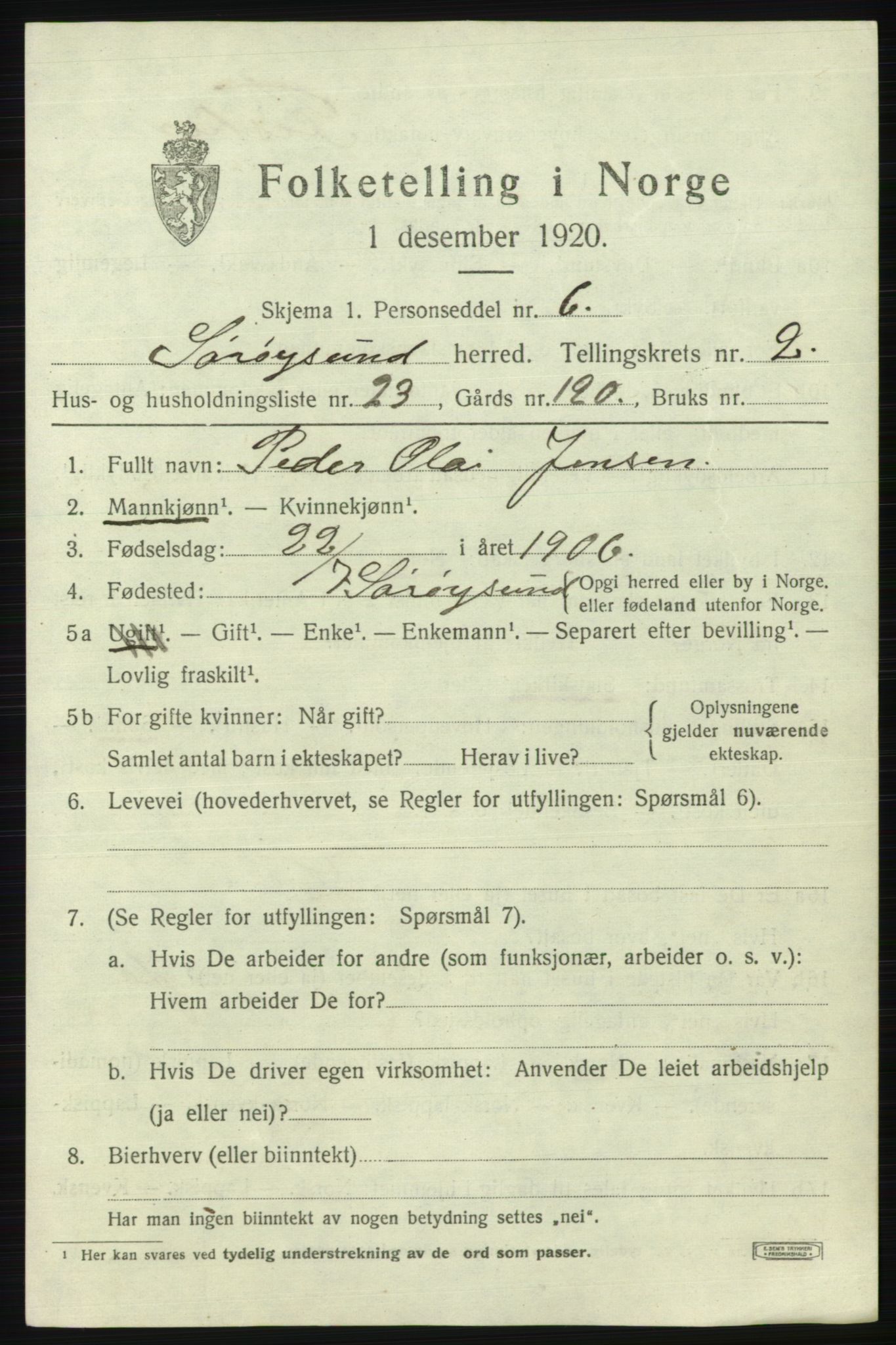 SATØ, 1920 census for Sørøysund rural district, 1920, p. 1094