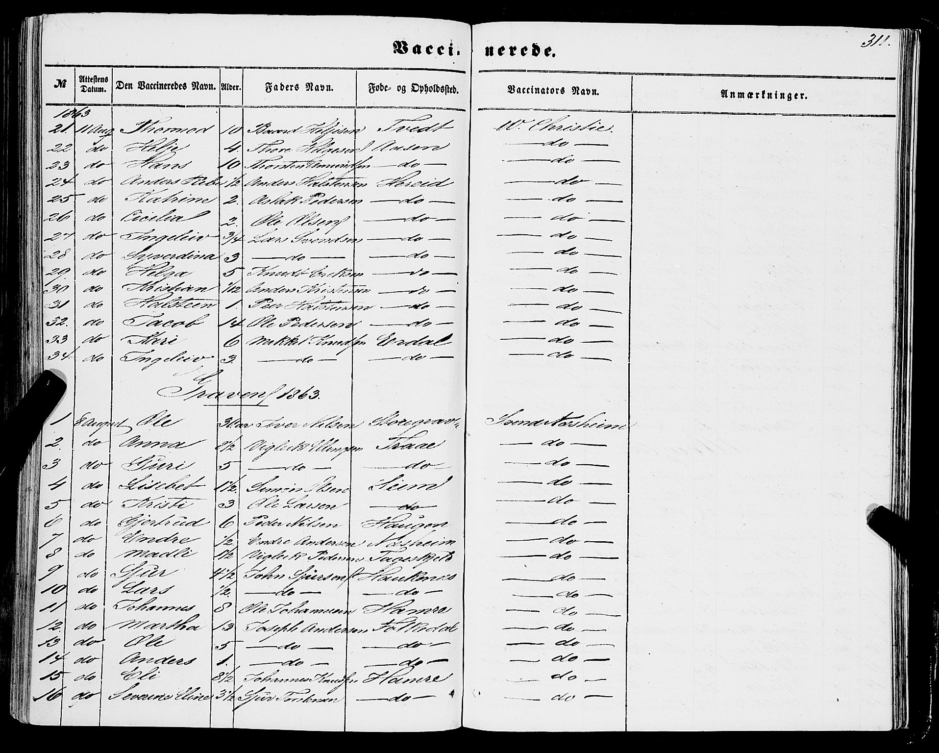 Ulvik sokneprestembete, AV/SAB-A-78801/H/Haa: Parish register (official) no. A 13, 1853-1863, p. 311