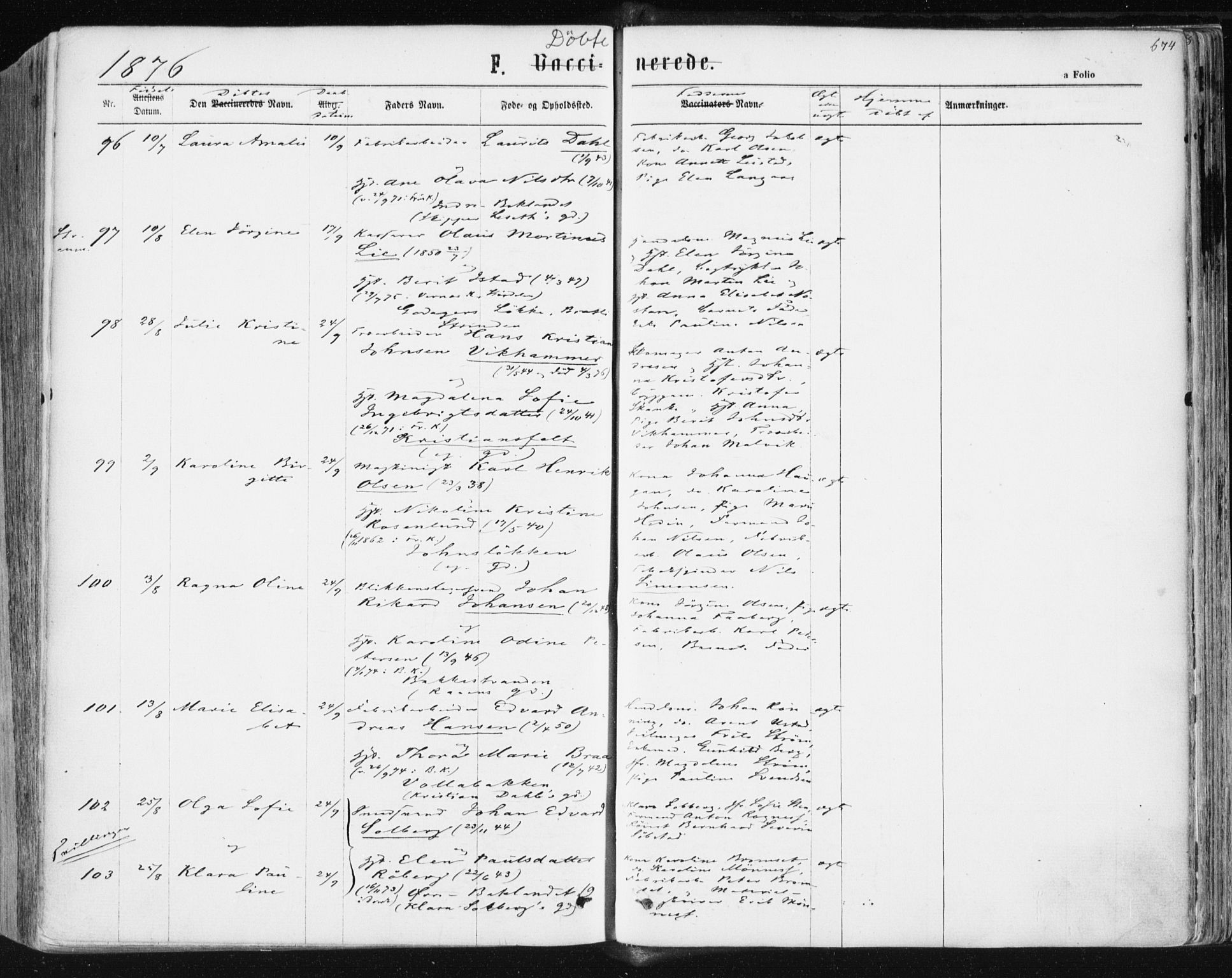 Ministerialprotokoller, klokkerbøker og fødselsregistre - Sør-Trøndelag, AV/SAT-A-1456/604/L0186: Parish register (official) no. 604A07, 1866-1877, p. 674