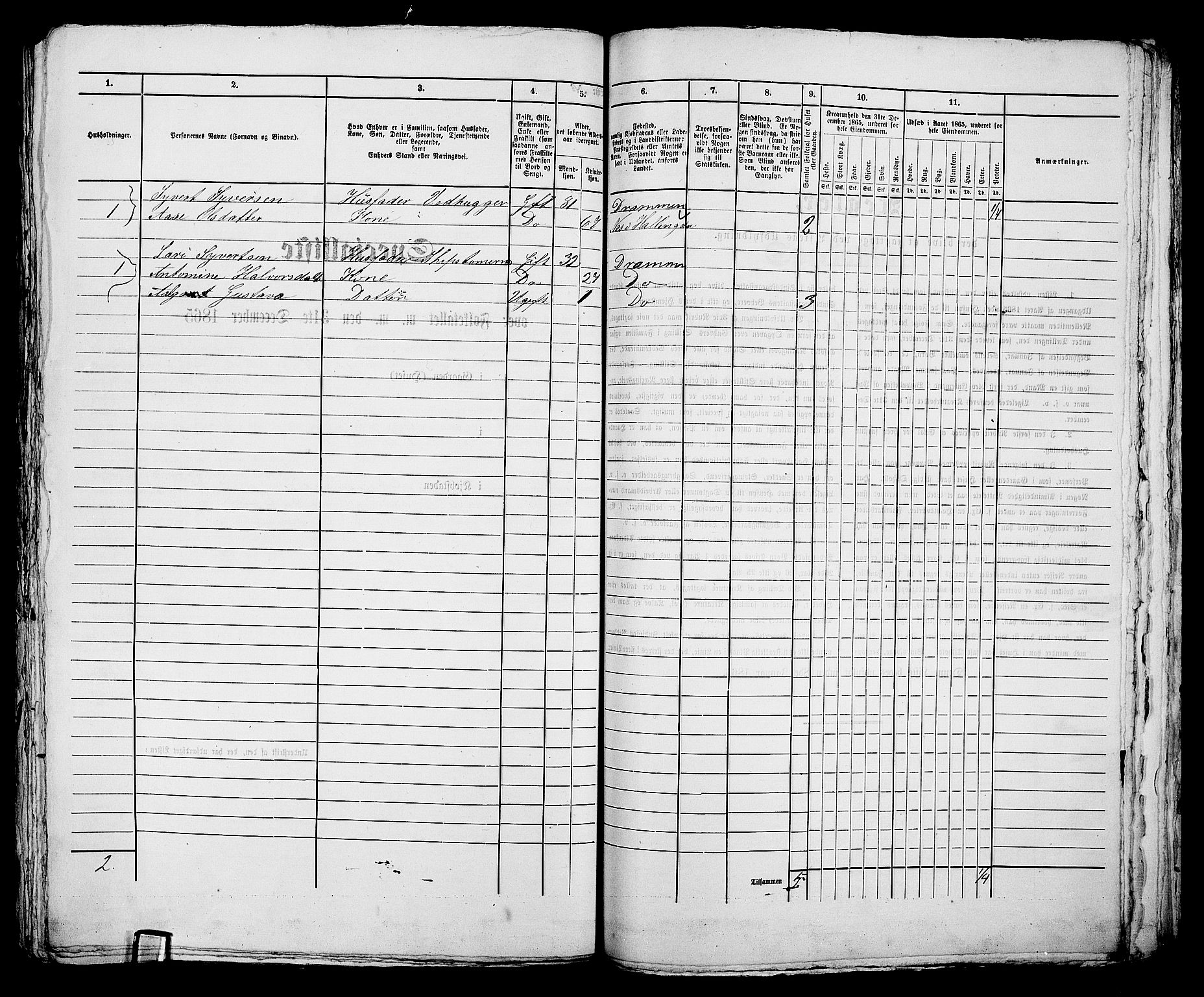 RA, 1865 census for Bragernes in Drammen, 1865, p. 1162