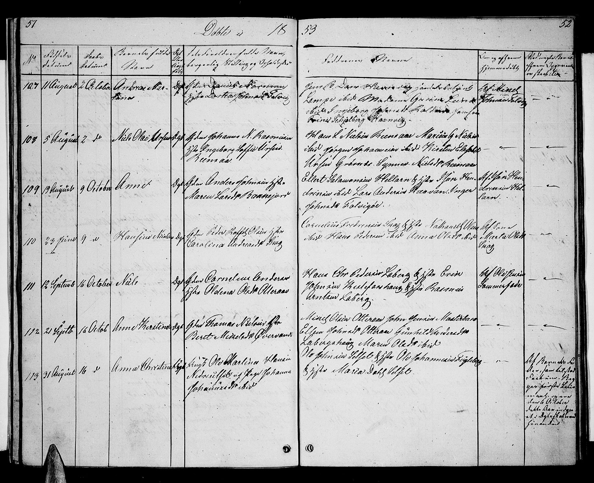 Ibestad sokneprestembete, SATØ/S-0077/H/Ha/Hab/L0004klokker: Parish register (copy) no. 4, 1852-1860, p. 51-52