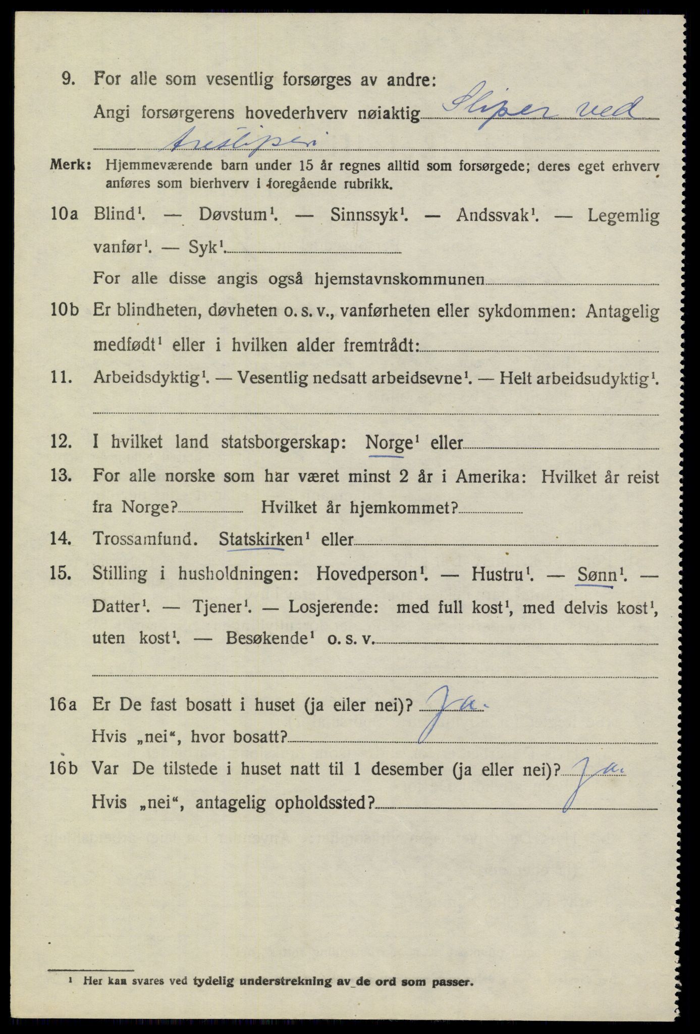 SAKO, 1920 census for Sannidal, 1920, p. 3332