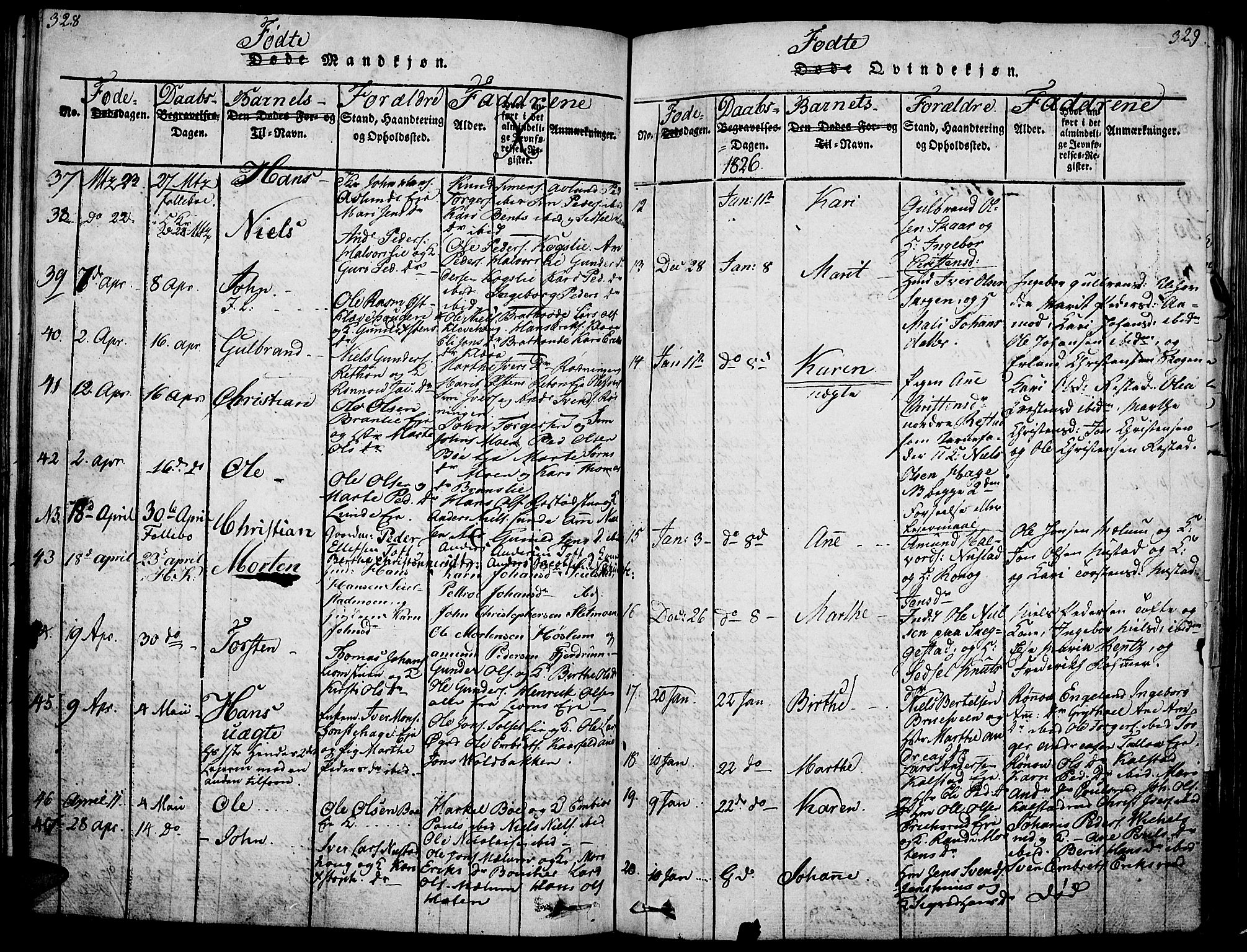 Gausdal prestekontor, SAH/PREST-090/H/Ha/Haa/L0005: Parish register (official) no. 5, 1817-1829, p. 328-329