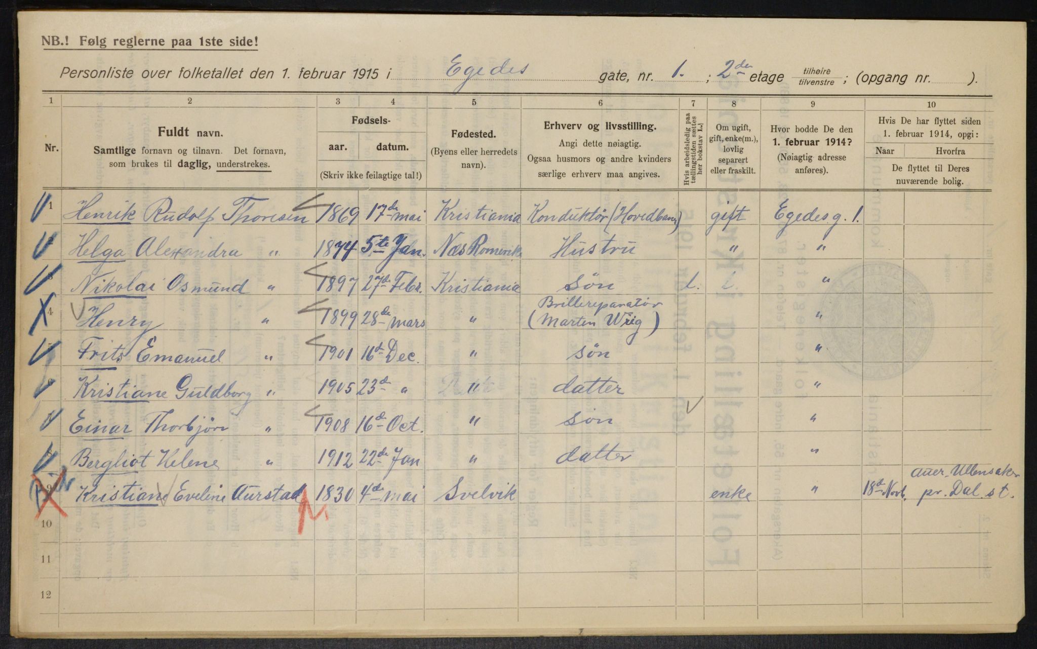 OBA, Municipal Census 1915 for Kristiania, 1915, p. 18311