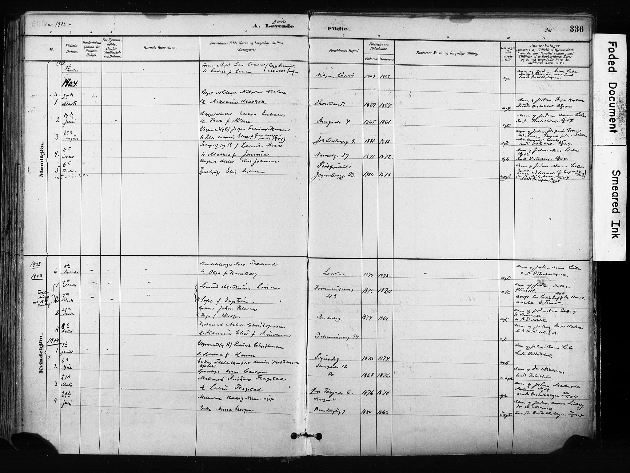 Larvik kirkebøker, SAKO/A-352/F/Fa/L0009: Parish register (official) no. I 9, 1884-1904, p. 336