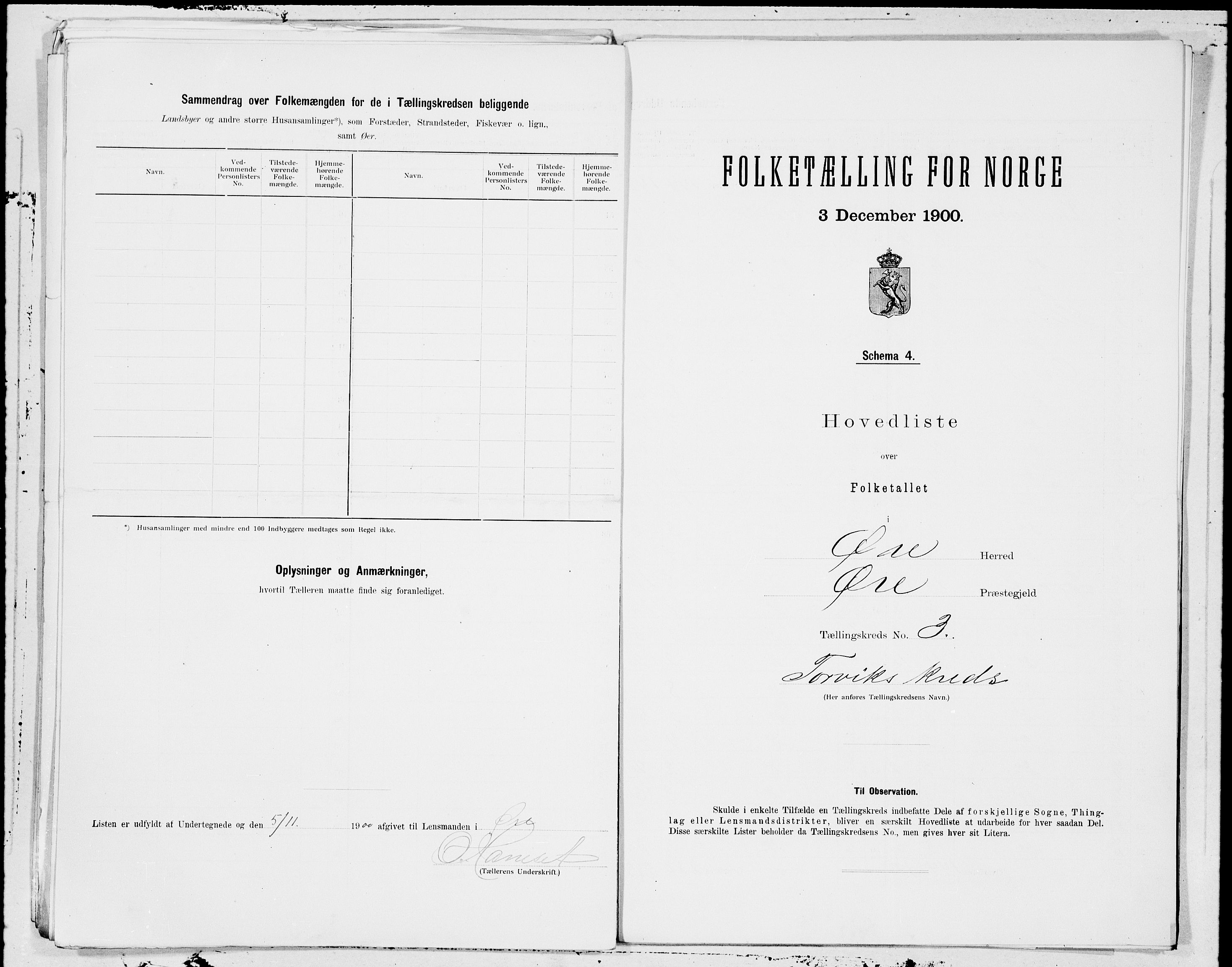 SAT, 1900 census for Øre, 1900, p. 6