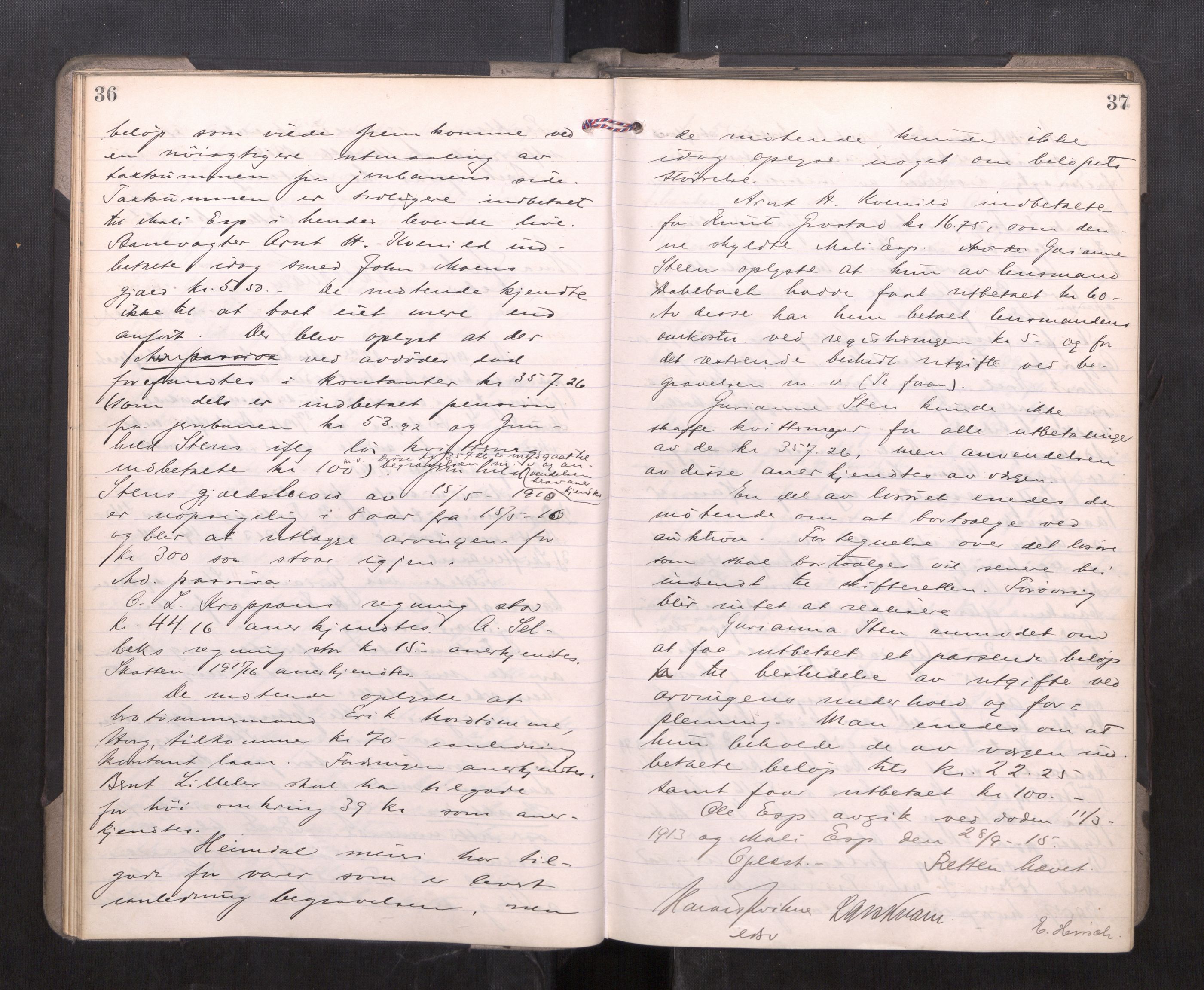 Strinda og Selbu sorenskriveri, AV/SAT-A-0015/3/3B/L0012: Skifteforhandlingsprot. 12, 1915-1919, p. 36-37