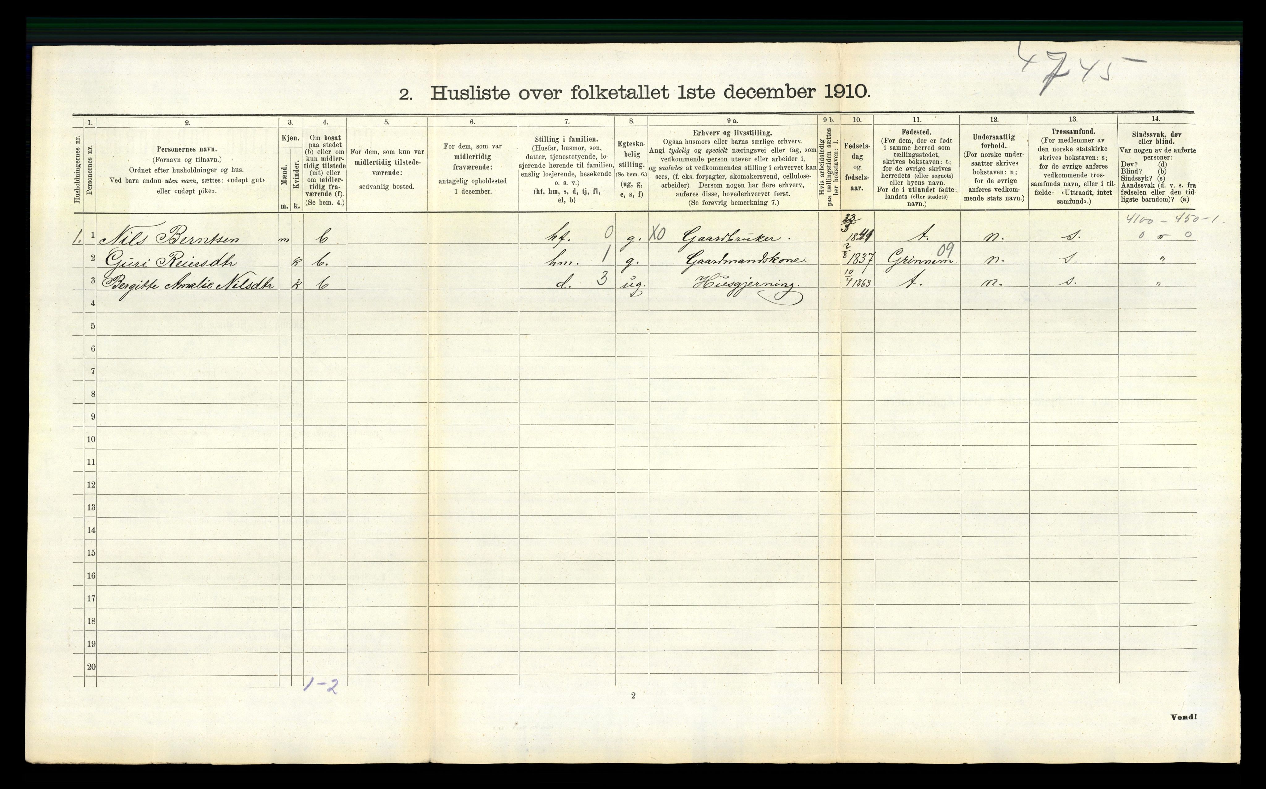 RA, 1910 census for Sør-Audnedal, 1910, p. 1238
