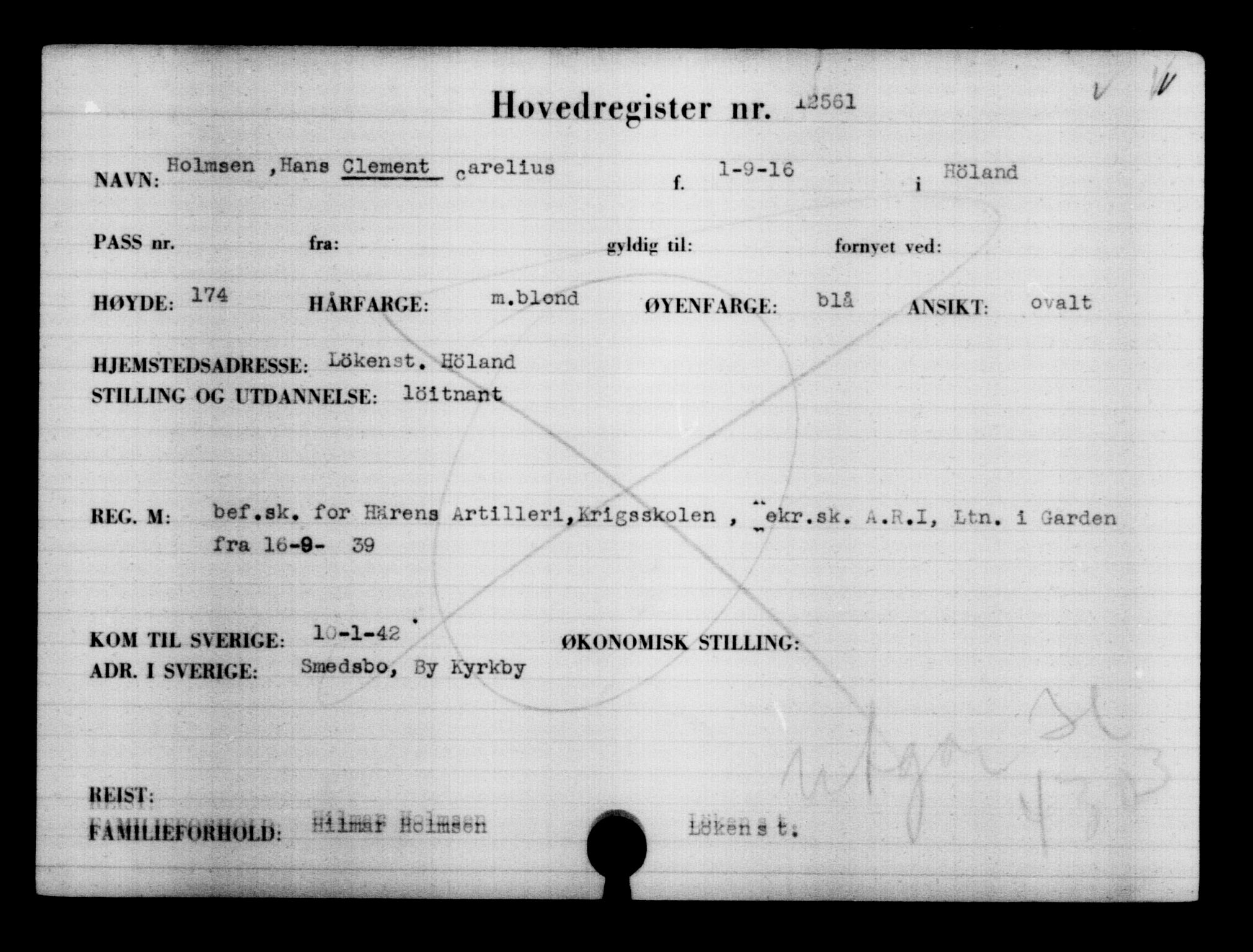 Den Kgl. Norske Legasjons Flyktningskontor, RA/S-6753/V/Va/L0006: Kjesäterkartoteket.  Flyktningenr. 9400-12711, 1940-1945, p. 3596