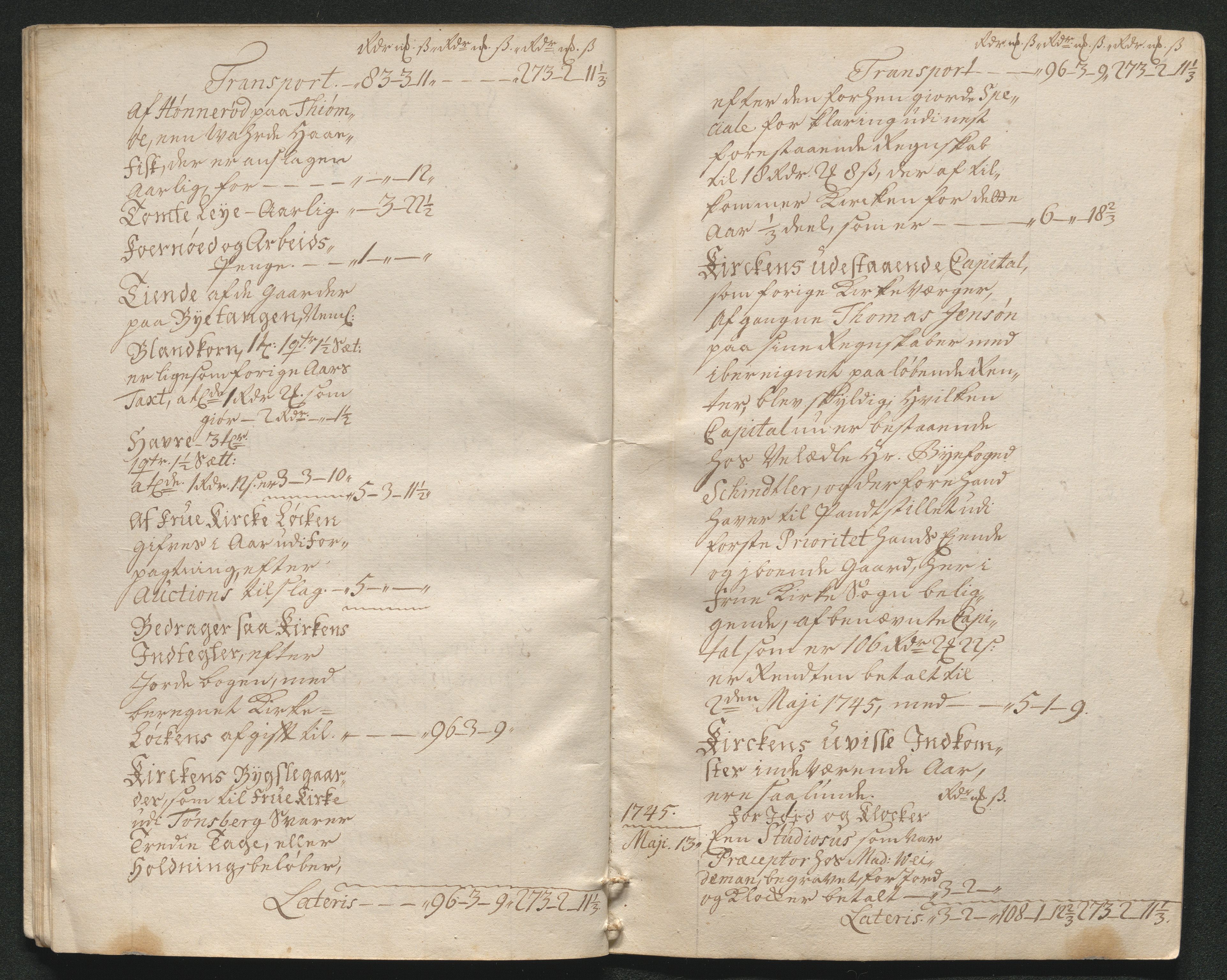 Tønsberg sokneprestkontor, AV/SAKO-A-329/R/Ra/L0003a: Kirkeregnskap. Vor Frue kirke., 1744-1747