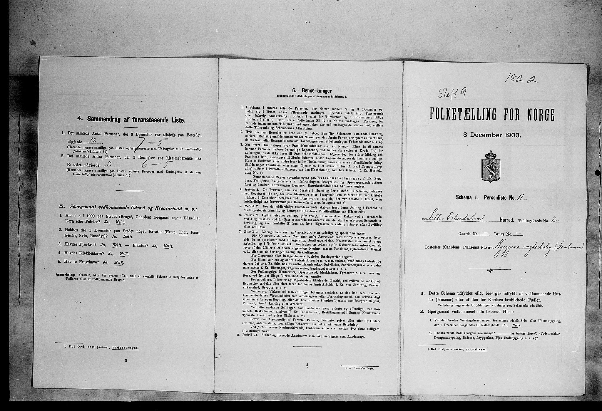 SAH, 1900 census for Lille Elvedalen, 1900, p. 58