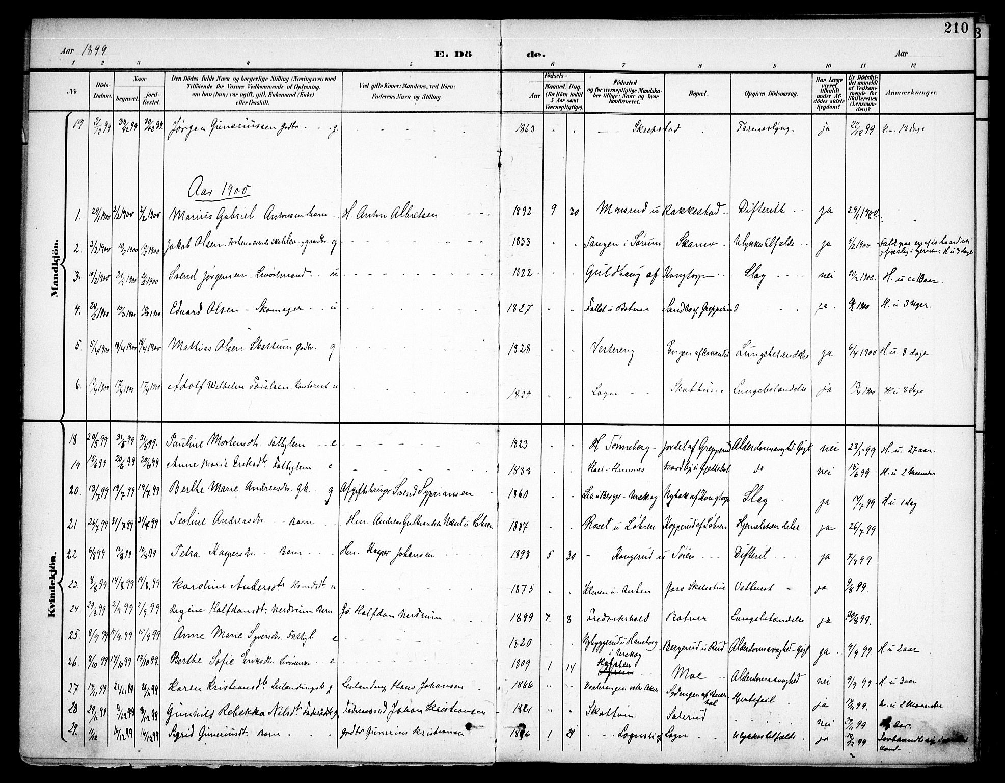 Høland prestekontor Kirkebøker, SAO/A-10346a/F/Fa/L0015: Parish register (official) no. I 15, 1897-1912, p. 210
