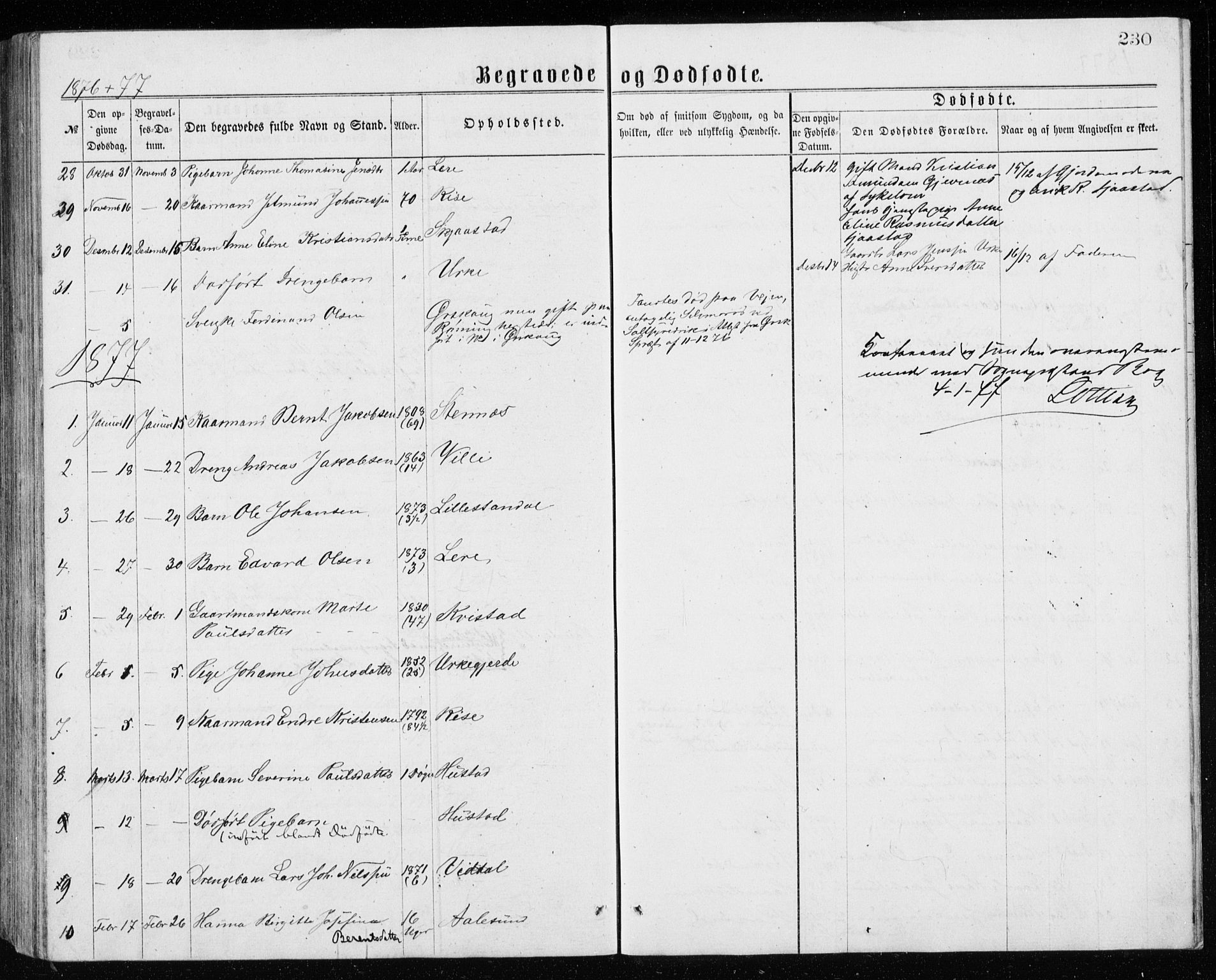 Ministerialprotokoller, klokkerbøker og fødselsregistre - Møre og Romsdal, AV/SAT-A-1454/515/L0214: Parish register (copy) no. 515C01, 1865-1883, p. 230