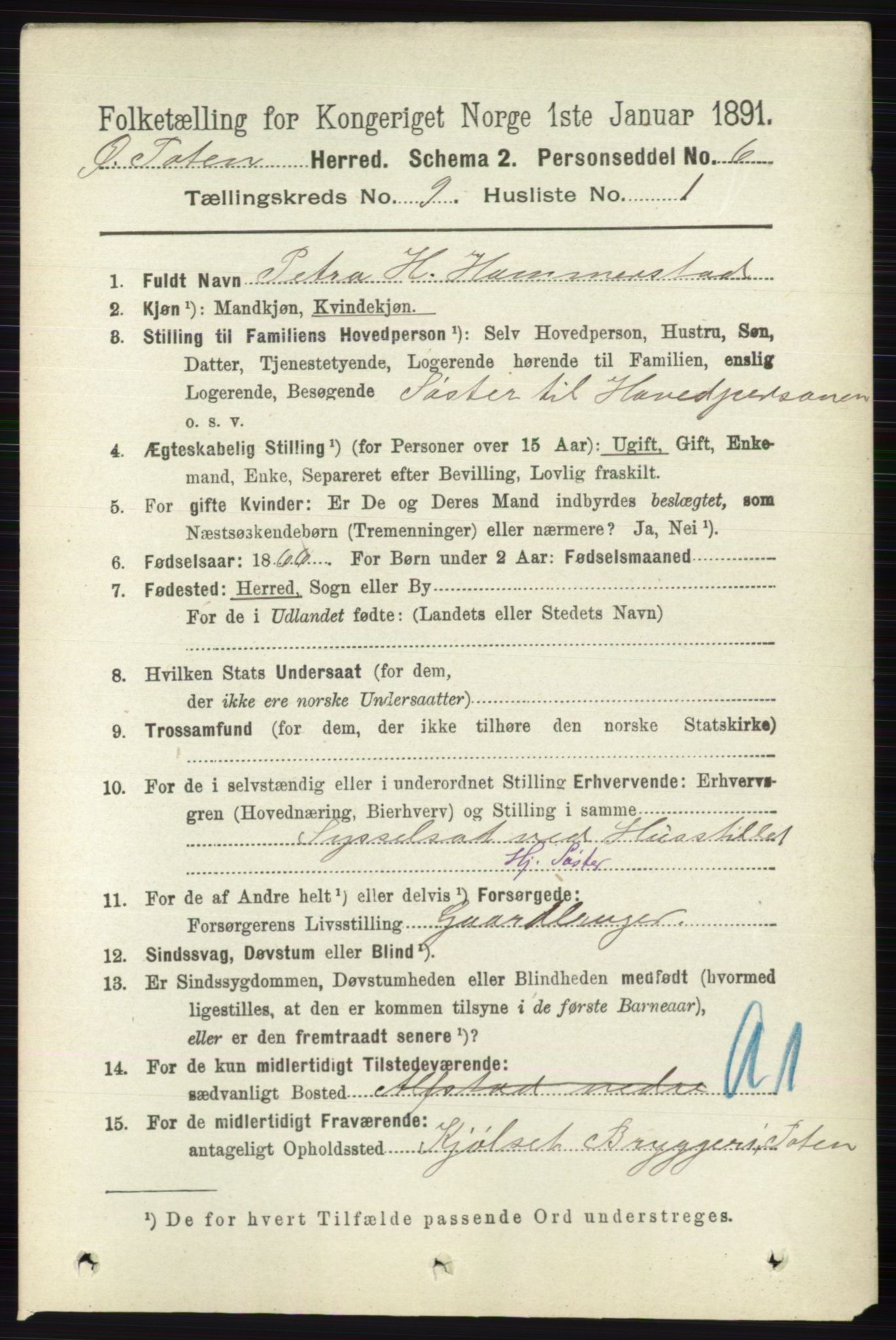 RA, 1891 census for 0528 Østre Toten, 1891, p. 5651