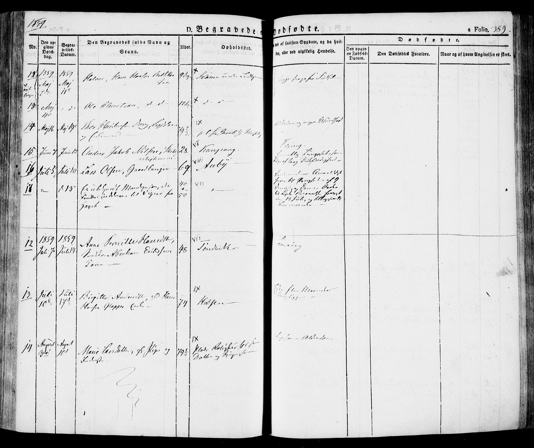 Tjølling kirkebøker, SAKO/A-60/F/Fa/L0006: Parish register (official) no. 6, 1835-1859, p. 389