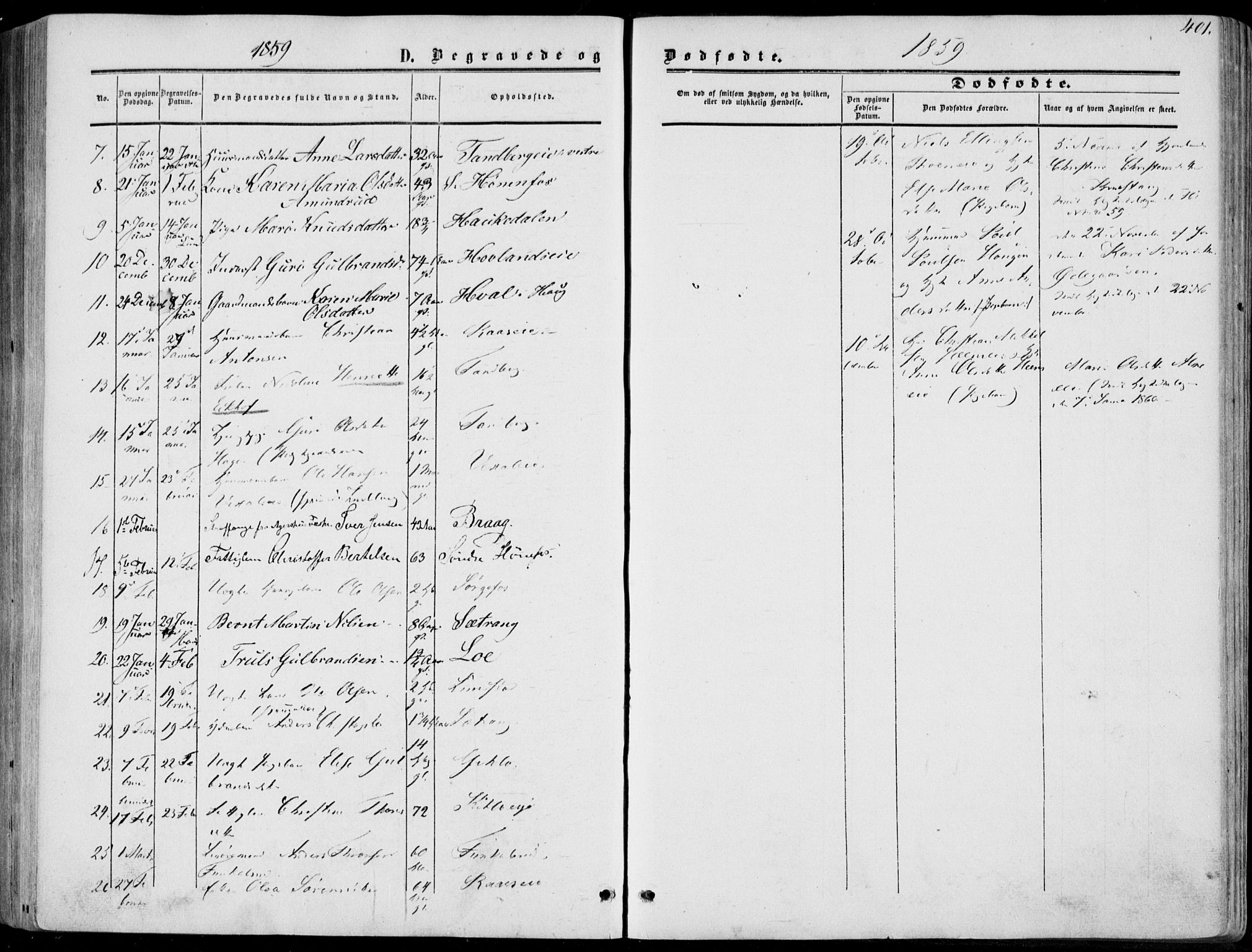 Norderhov kirkebøker, AV/SAKO-A-237/F/Fa/L0012: Parish register (official) no. 12, 1856-1865, p. 401