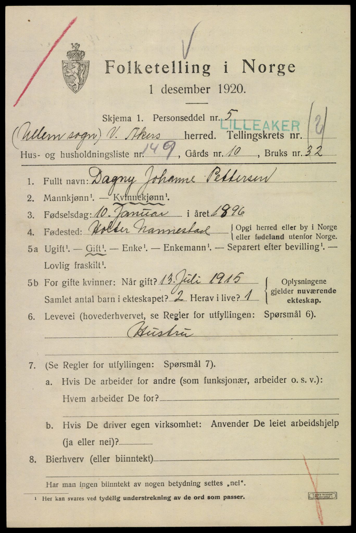 SAO, 1920 census for Aker, 1920, p. 22884