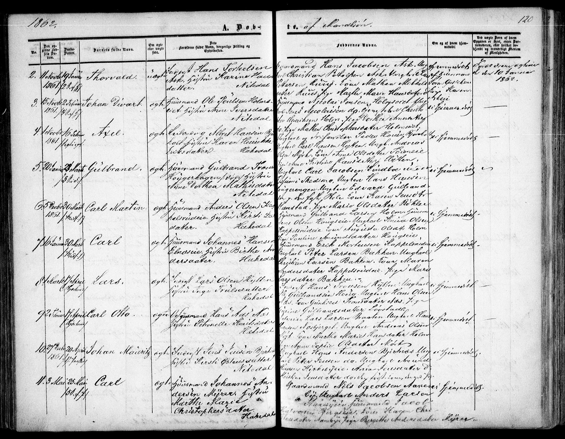 Nittedal prestekontor Kirkebøker, AV/SAO-A-10365a/F/Fa/L0005: Parish register (official) no. I 5, 1850-1862, p. 120