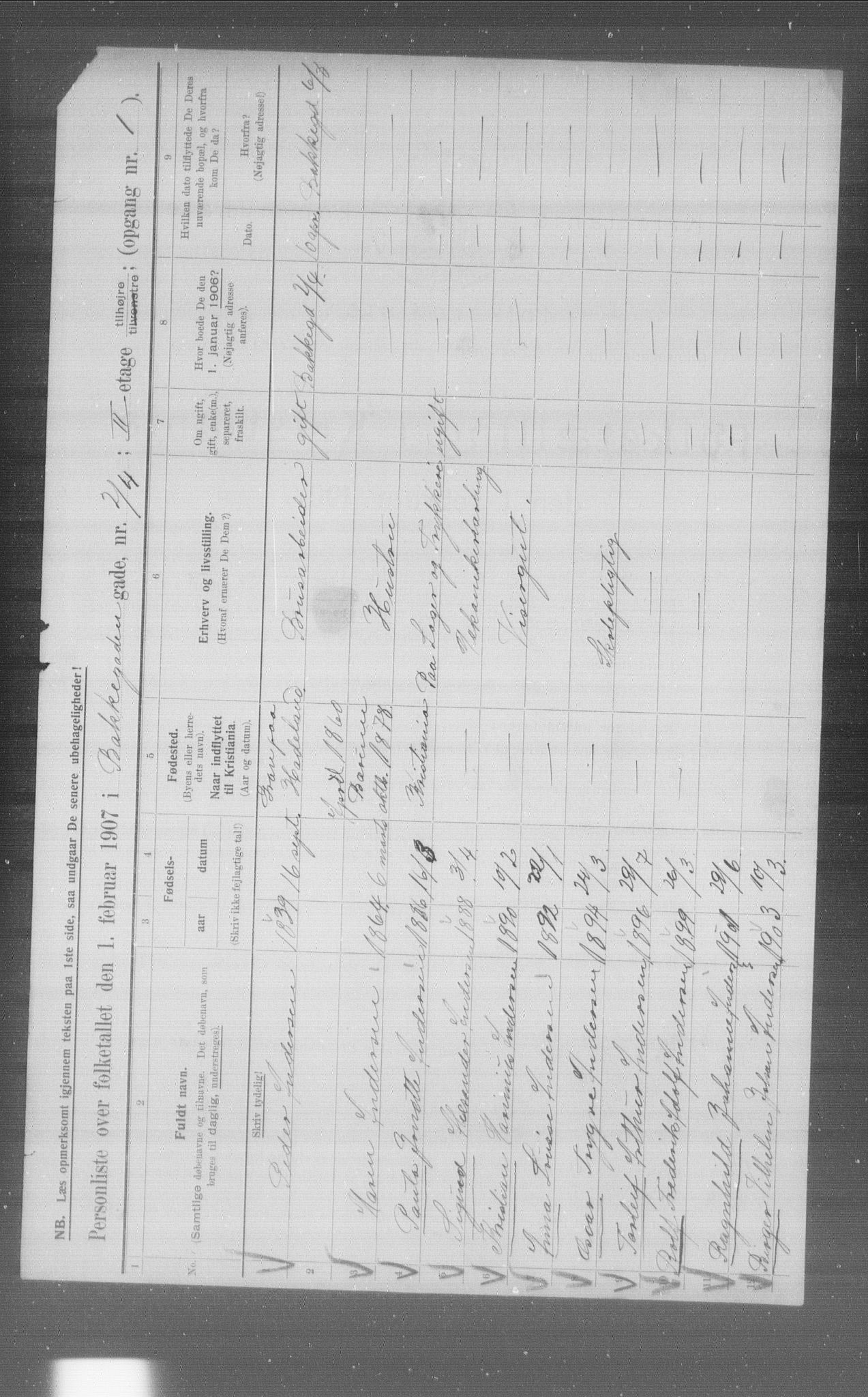 OBA, Municipal Census 1907 for Kristiania, 1907, p. 1442