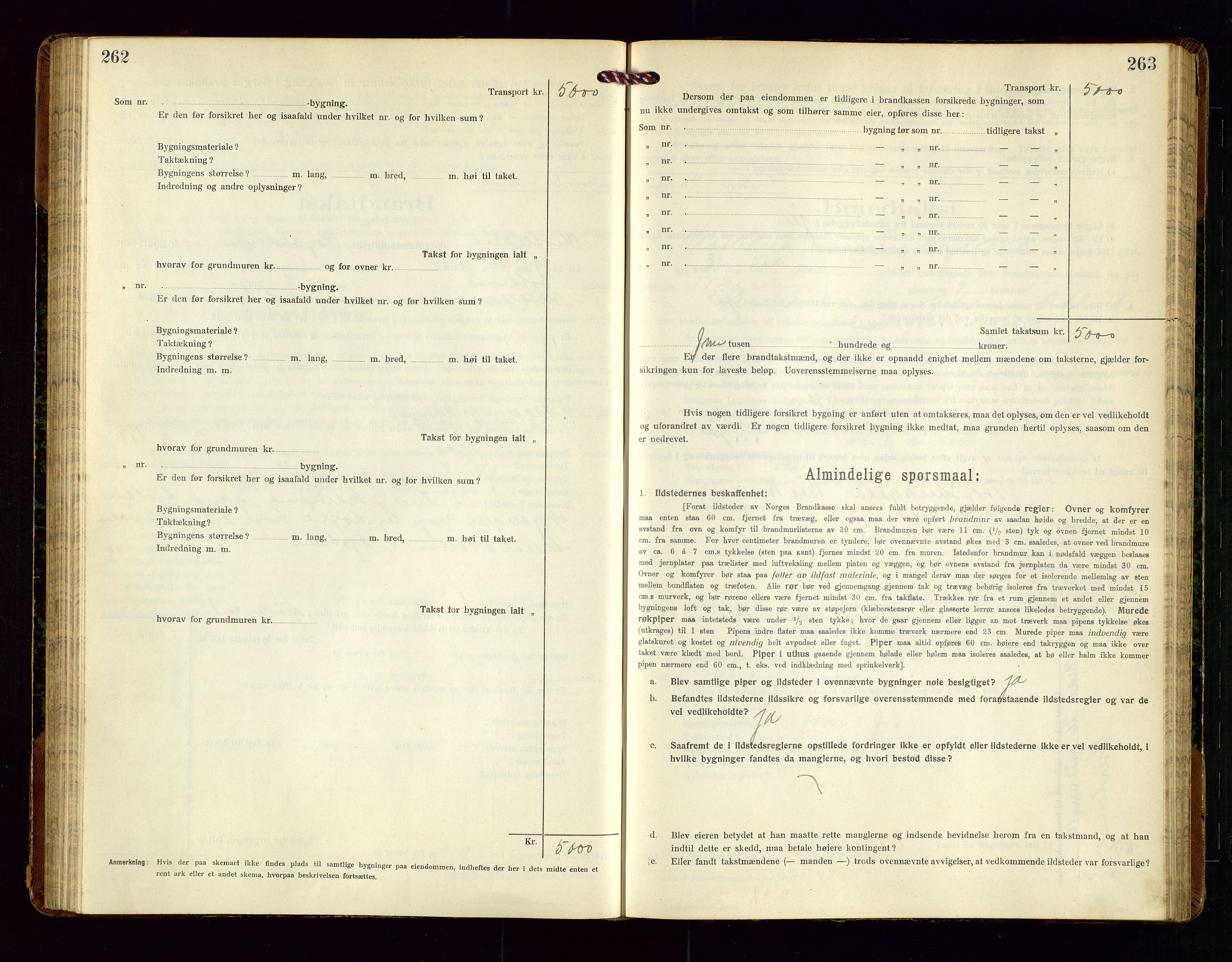 Nedstrand lensmannskontor, SAST/A-100236/Gob/L0002: "Brandtakstprotokol for Nerstrand lensmandsdistrikt Rogaland Fylke", 1916-1949, p. 262-263