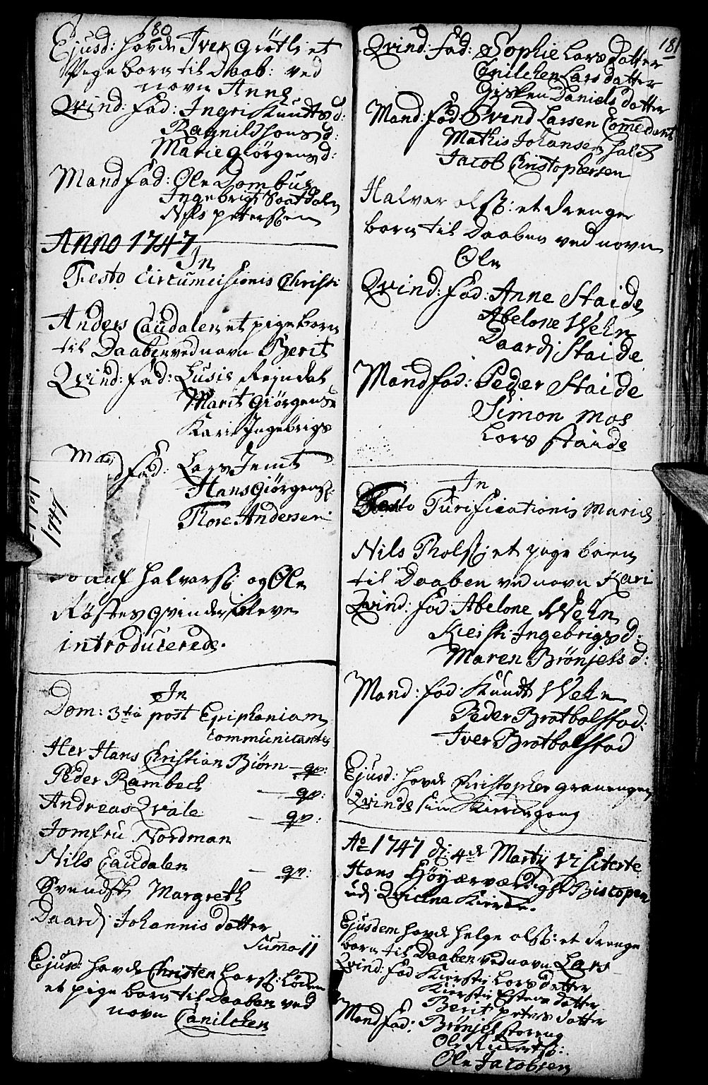 Kvikne prestekontor, SAH/PREST-064/H/Ha/Haa/L0001: Parish register (official) no. 1, 1740-1756, p. 180-181