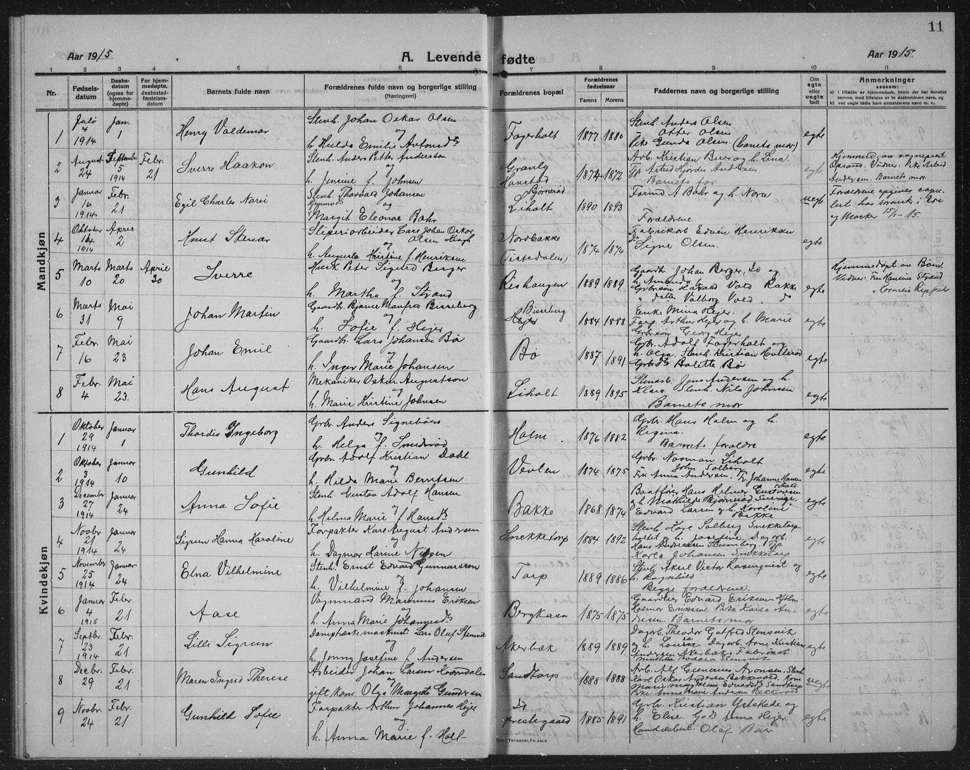 Idd prestekontor Kirkebøker, AV/SAO-A-10911/G/Gb/L0003: Parish register (copy) no. II 3, 1914-1940, p. 11