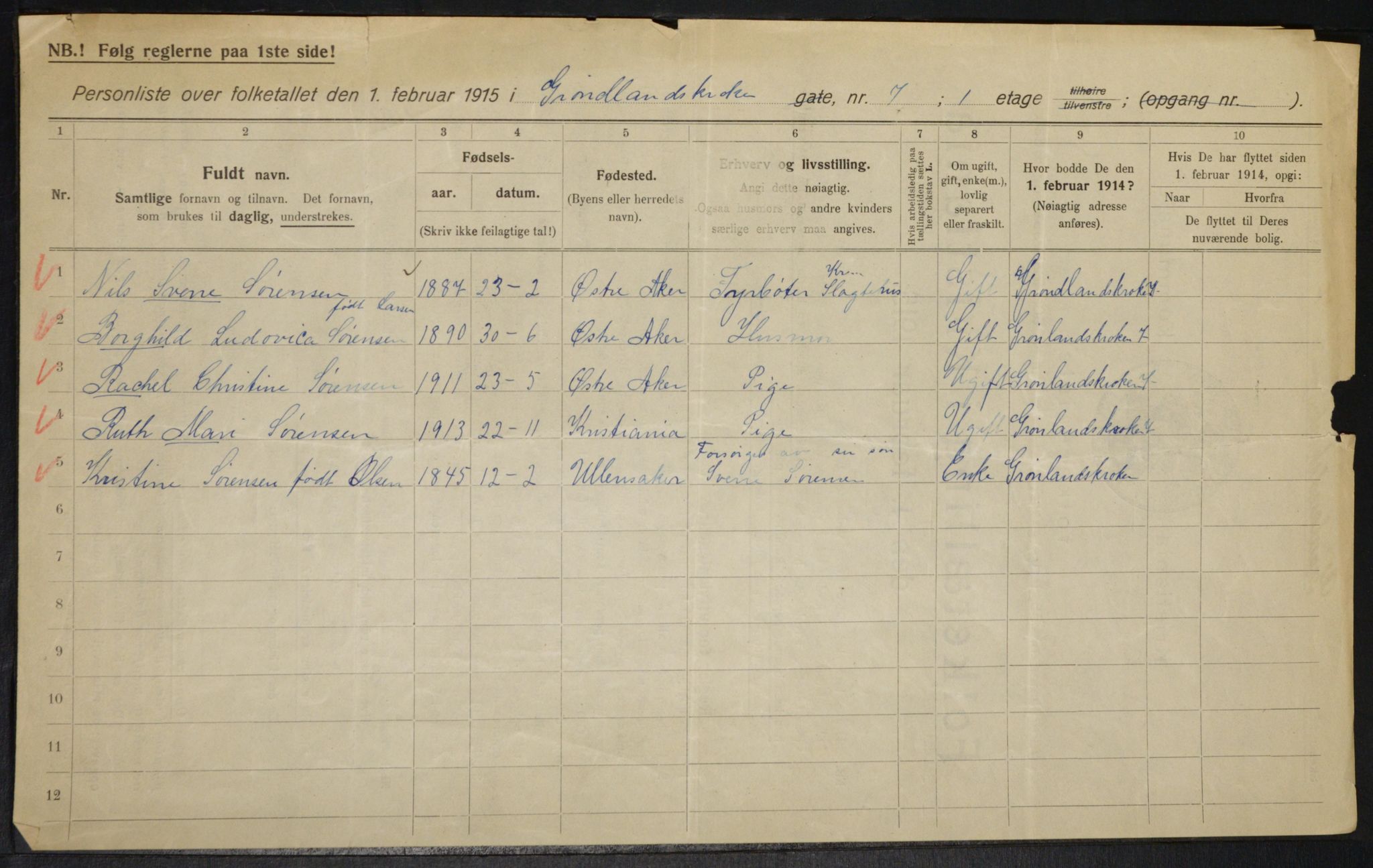 OBA, Municipal Census 1915 for Kristiania, 1915, p. 31159