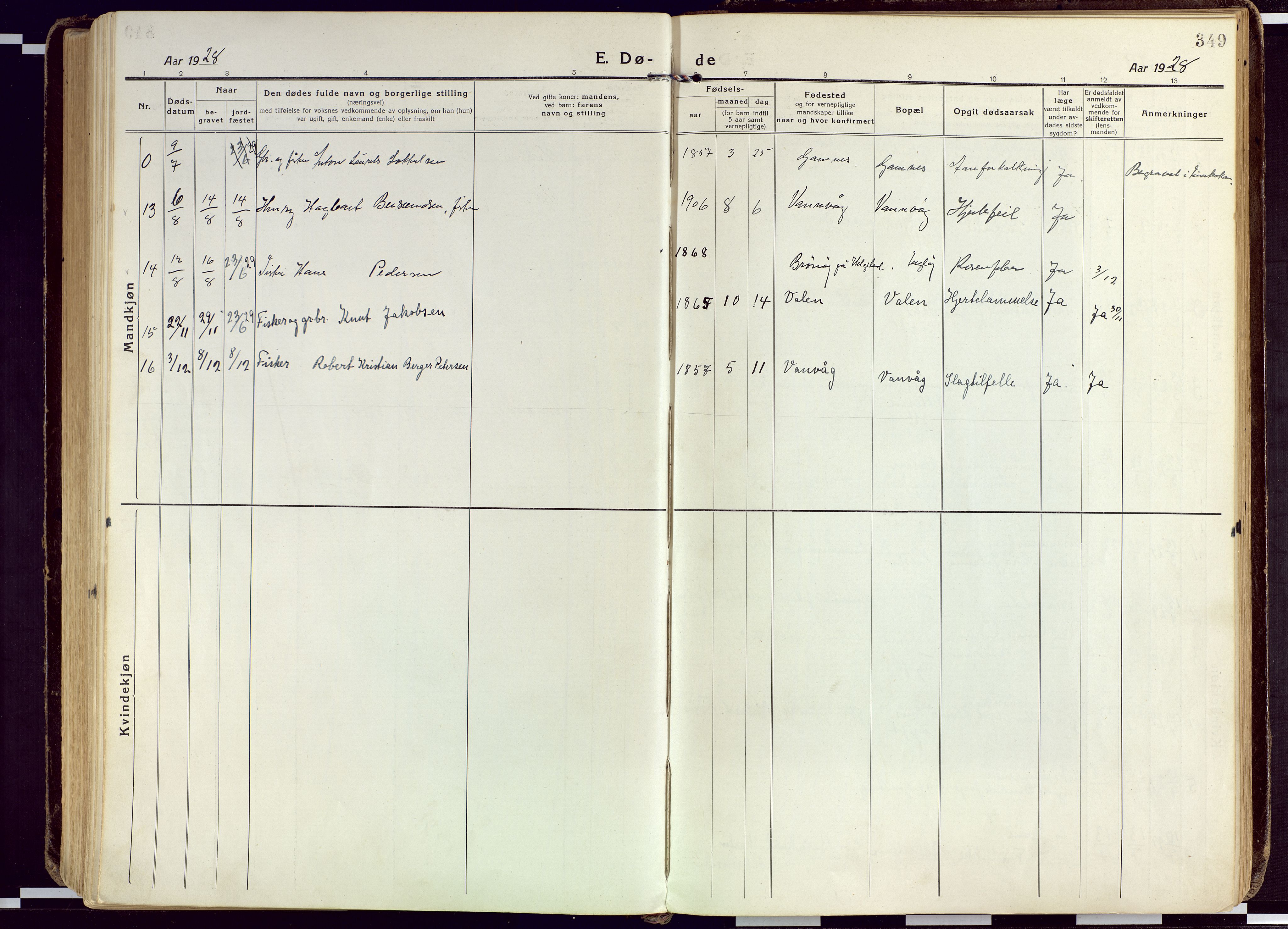 Karlsøy sokneprestembete, AV/SATØ-S-1299/H/Ha/Haa/L0015kirke: Parish register (official) no. 15, 1918-1929, p. 349