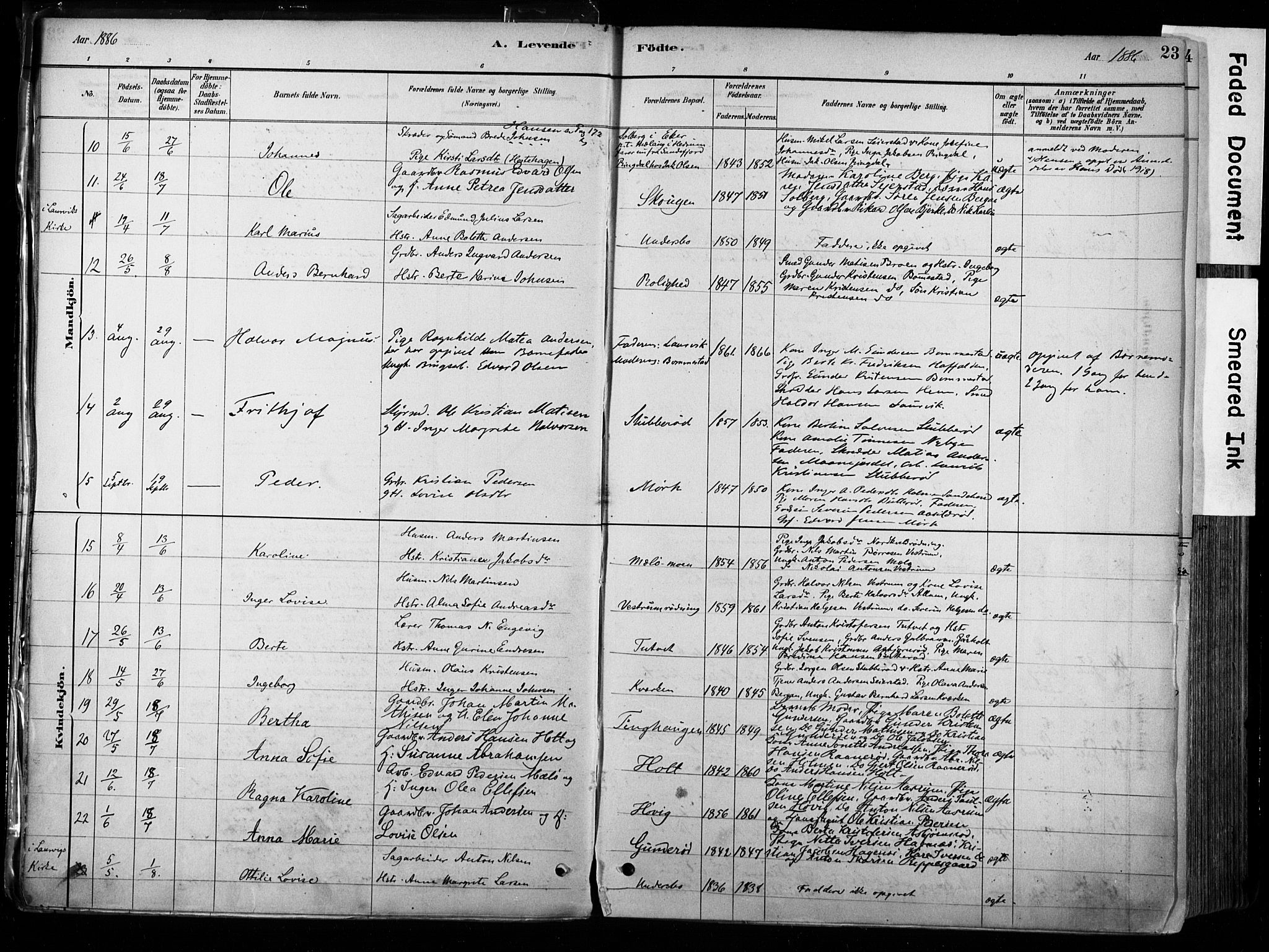 Hedrum kirkebøker, AV/SAKO-A-344/F/Fa/L0009: Parish register (official) no. I 9, 1881-1903, p. 23